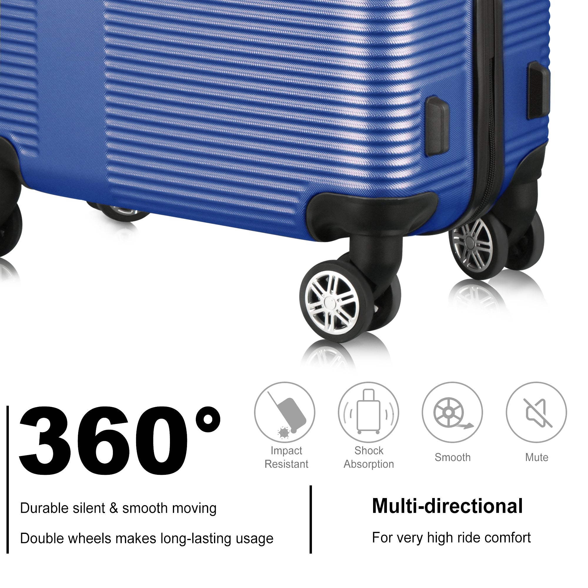 3 Piece Luggage with TSA Lock ABS, Durable Luggage Set, Lightweight Suitcase with Hooks, Spinner Wheels Cross Stripe Luggage Sets 20in/24in/28in - Tuesday Morning - Luggage Sets