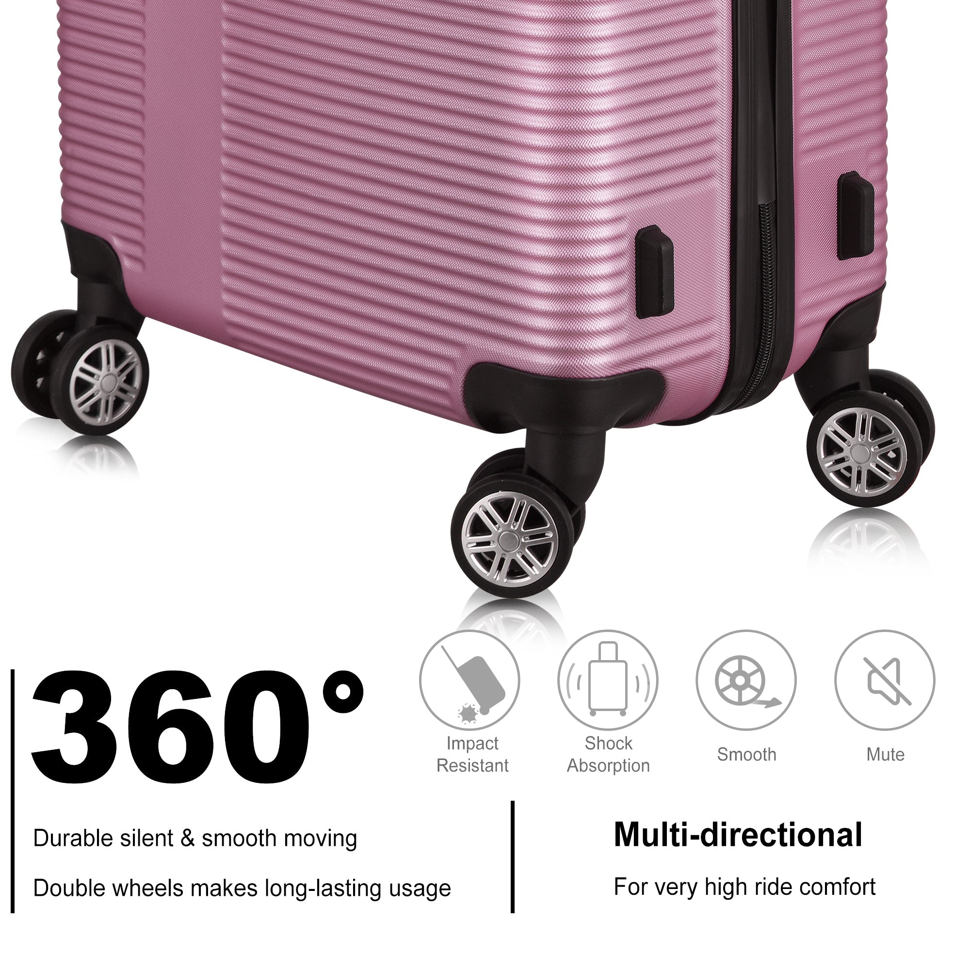 3 Piece Luggage with TSA Lock ABS, Durable Luggage Set, Lightweight Suitcase with Hooks, Spinner Wheels Cross Stripe Luggage Sets 20in/24in/28in - Tuesday Morning - Luggage Sets