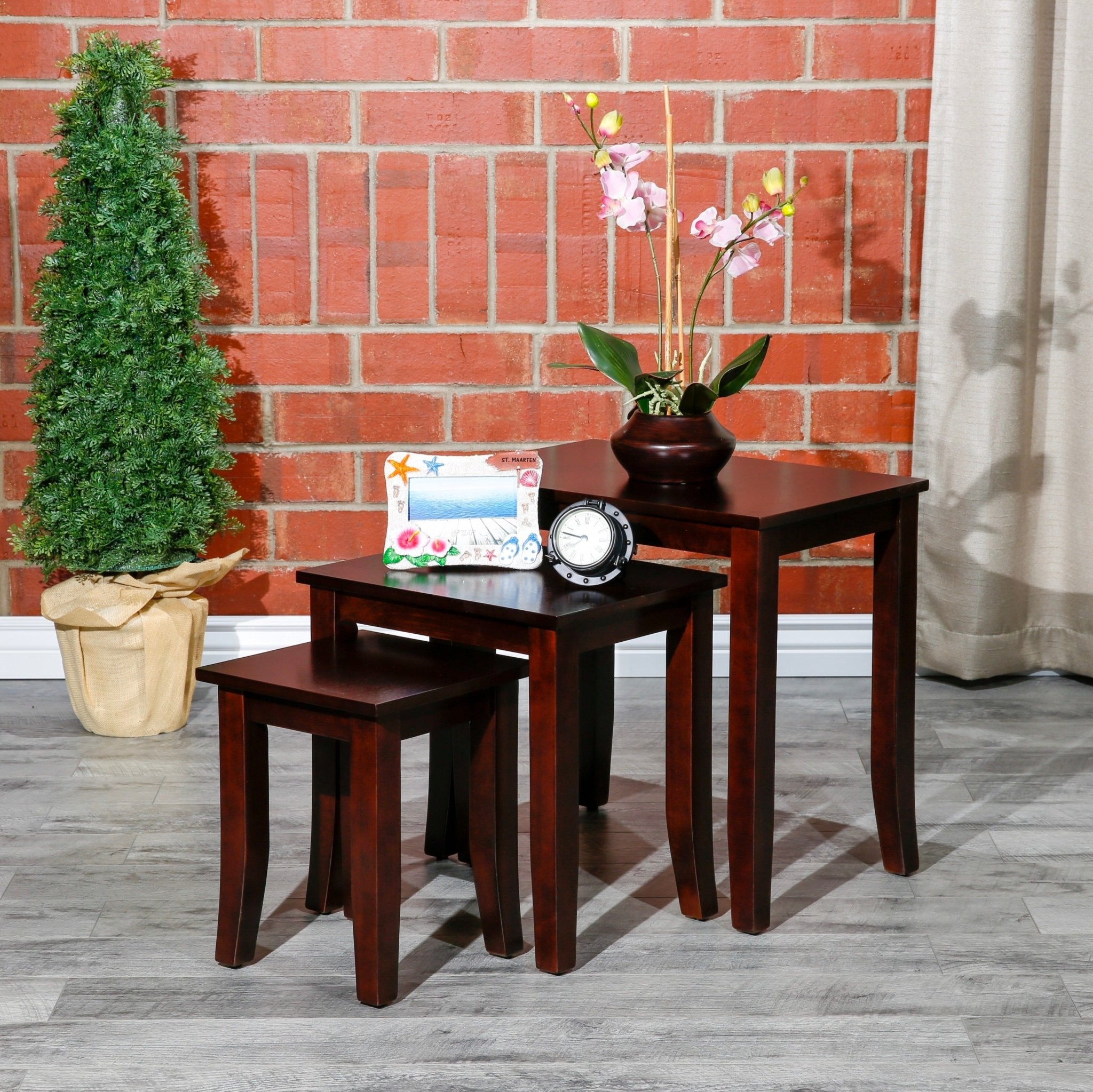 3 - Piece Nesting Table Set, Dark Brown - Tuesday Morning - Table & Bar Stools