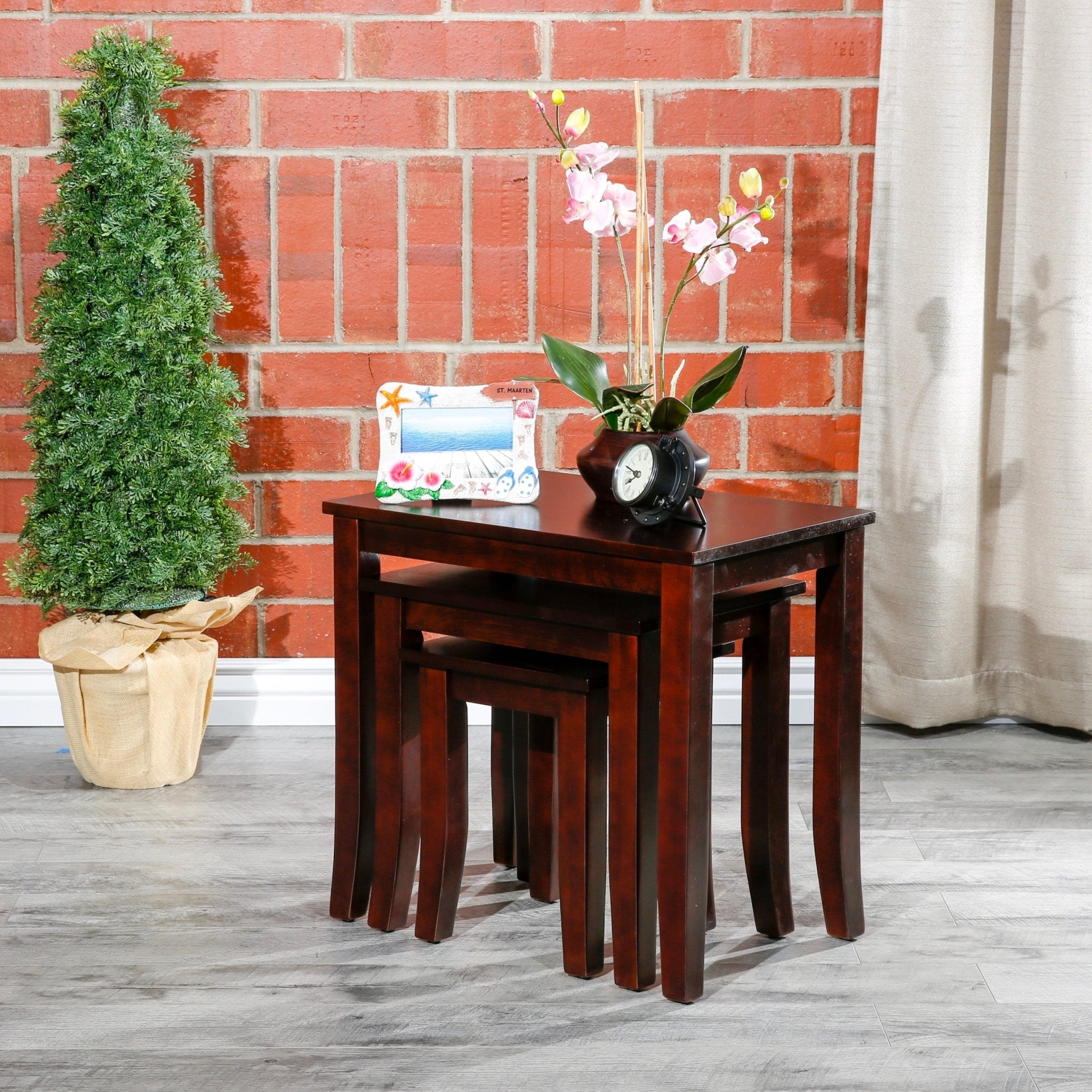 3 - Piece Nesting Table Set, Dark Brown - Tuesday Morning - Table & Bar Stools