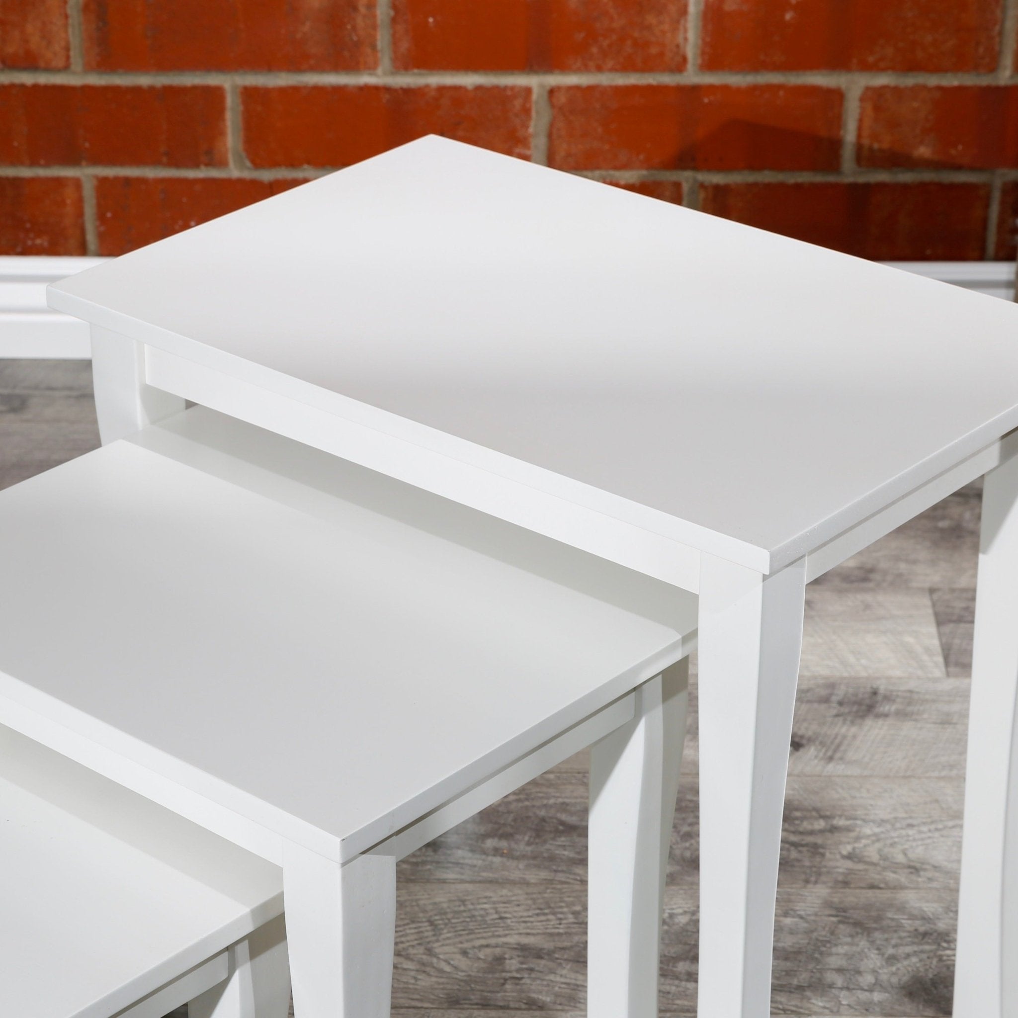 3 - Piece Nesting Table Set, White - Tuesday Morning - Table & Bar Stools