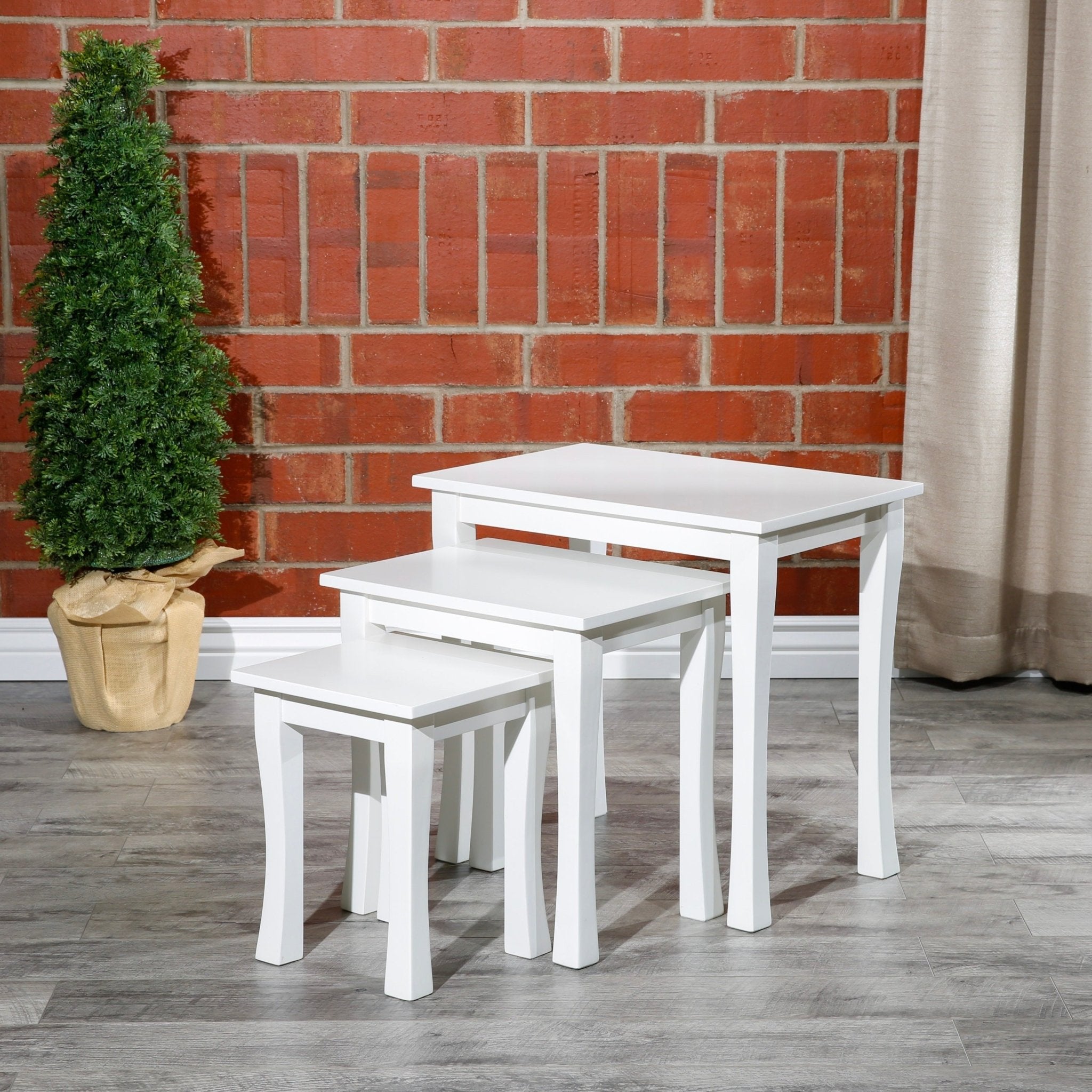 3 - Piece Nesting Table Set, White - Tuesday Morning - Table & Bar Stools