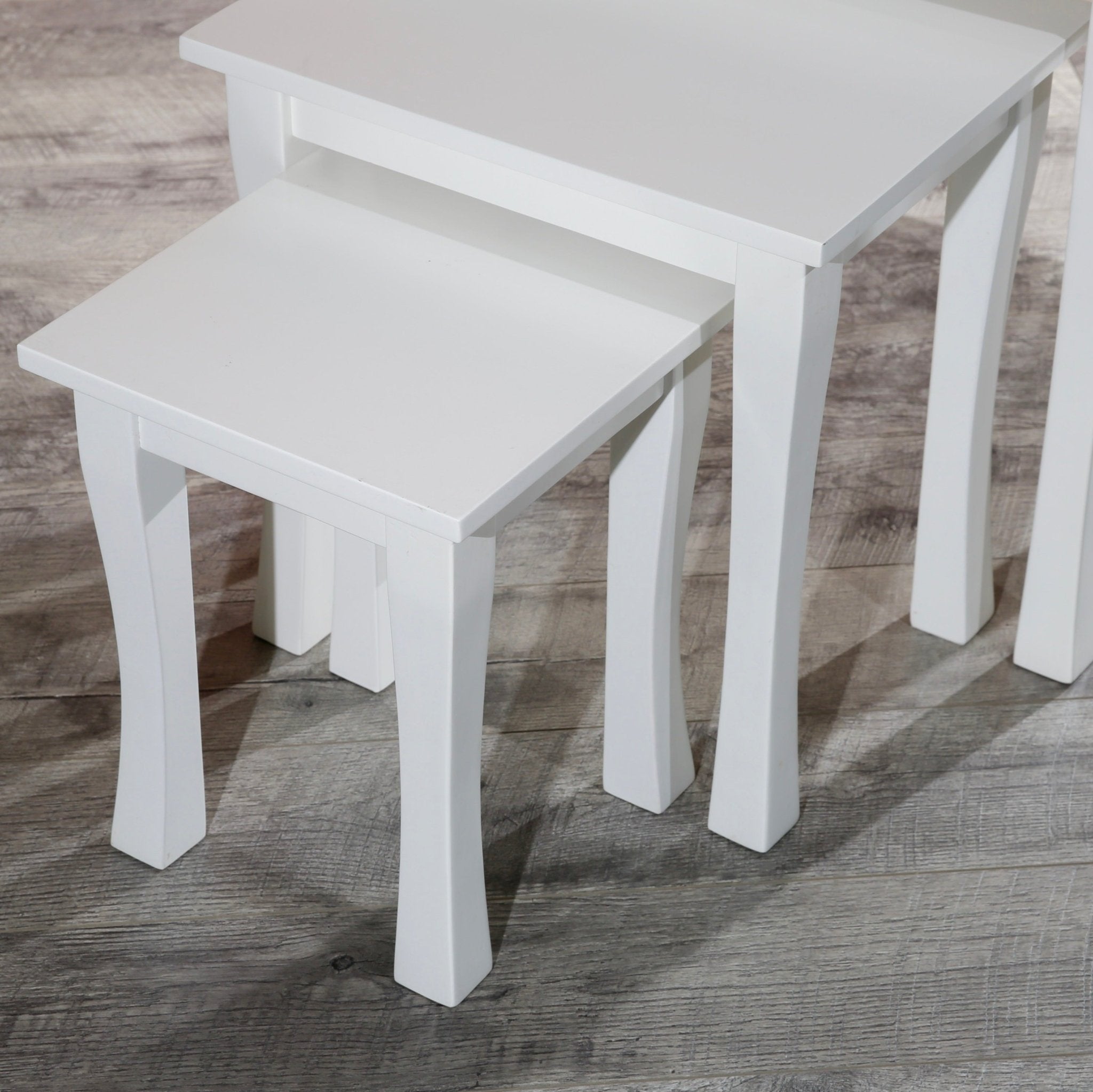 3 - Piece Nesting Table Set, White - Tuesday Morning - Table & Bar Stools