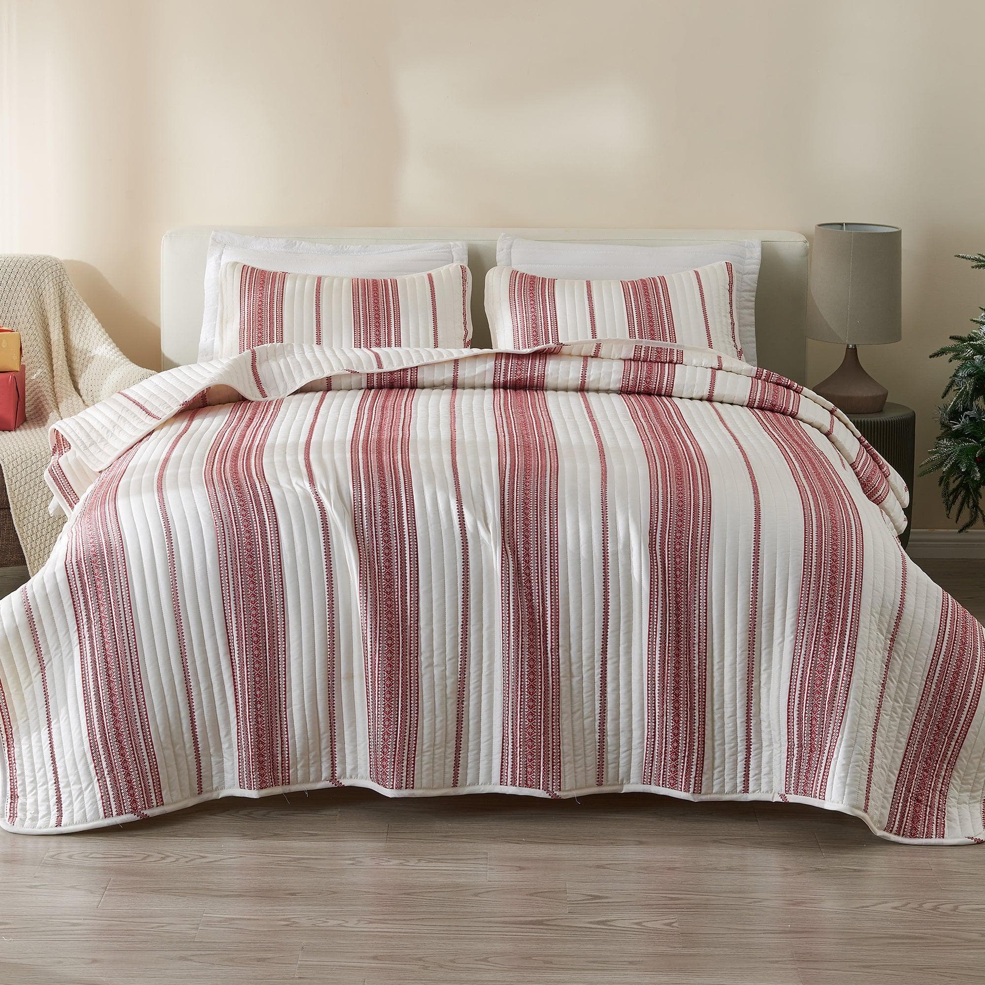 3 - Piece Stripe Quilt - Wesley Collection (4 Colors Available) - Tuesday Morning - Comforters & Duvets