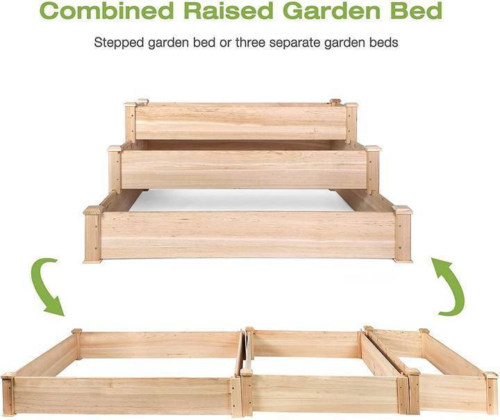 3 Tier Raised Garden Bed Kit Wooden Planter Box Heavy Duty Solid Fir Wood - Tuesday Morning - Pots & Planters