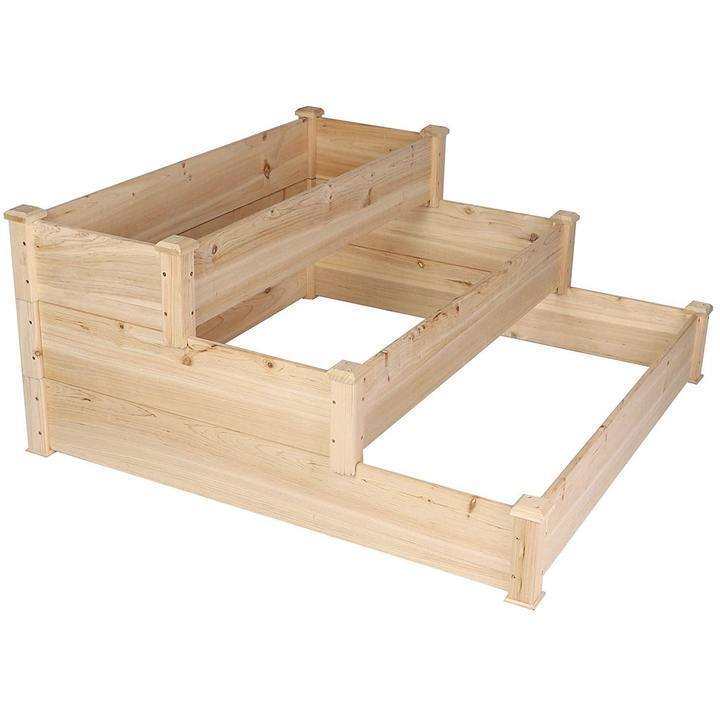 3 Tier Raised Garden Bed Kit Wooden Planter Box Heavy Duty Solid Fir Wood - Tuesday Morning - Pots & Planters