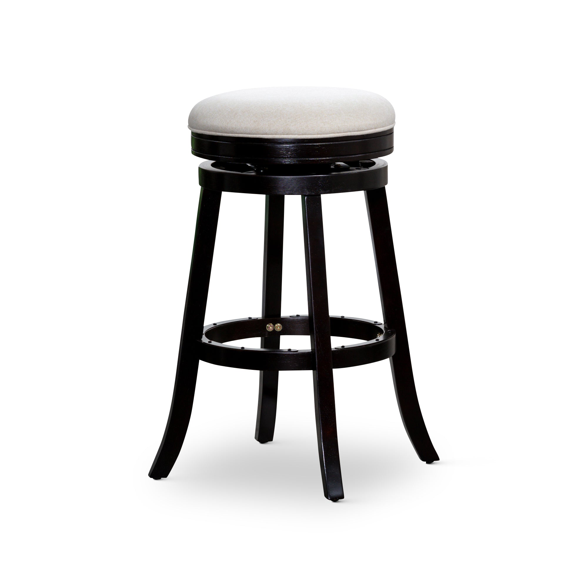 30 Bar Stool, Espresso Finish, Beige Fabric Seat - Tuesday Morning - Table & Bar Stools