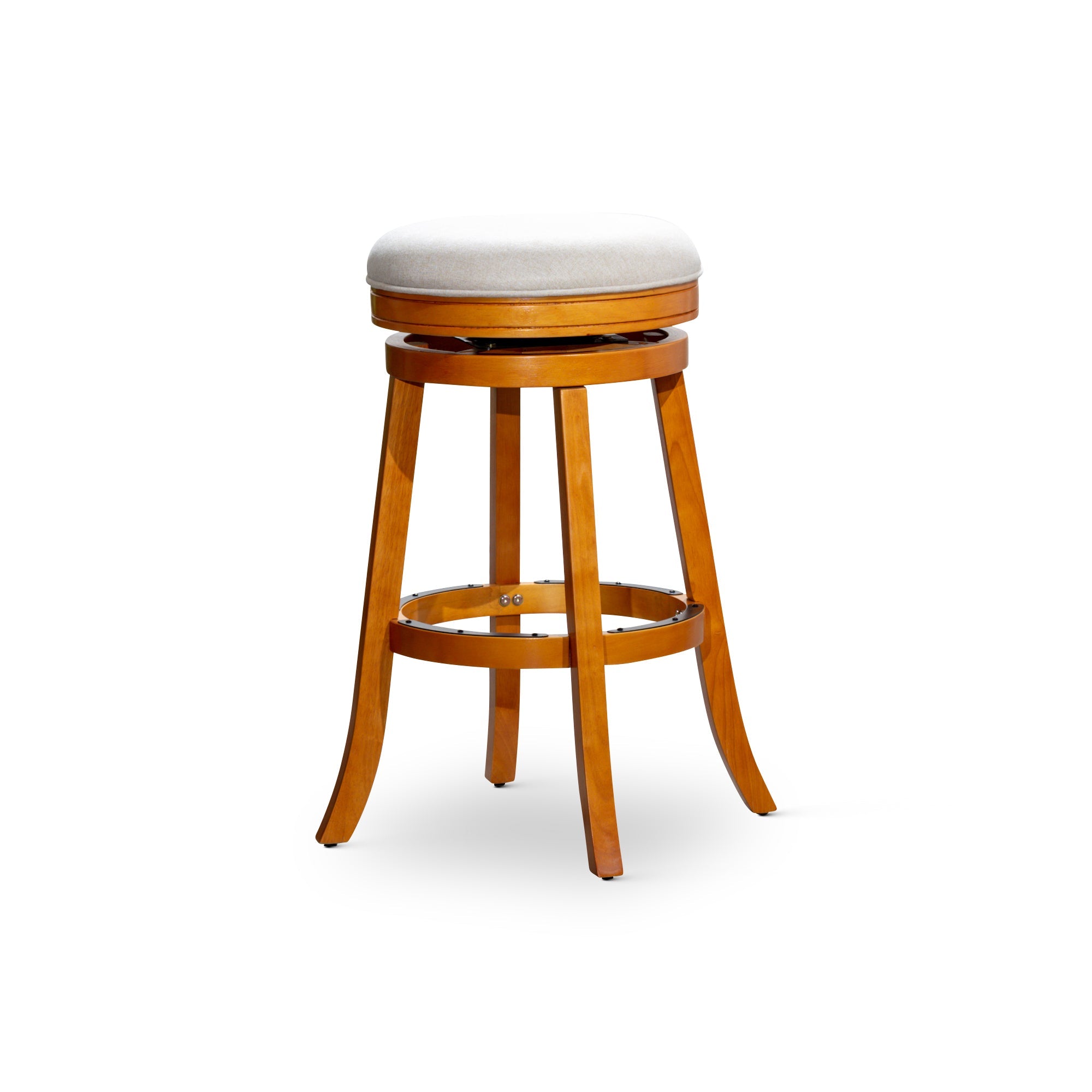 30 Bar Stool, Natural Finish, Beige Fabric Seat - Tuesday Morning - Table & Bar Stools