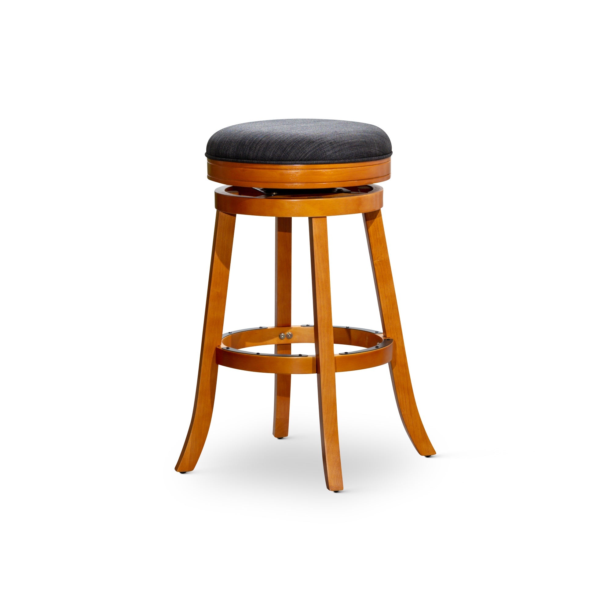 30 Bar Stool, Natural Finish, Charcoal Fabric Seat - Tuesday Morning - Table & Bar Stools