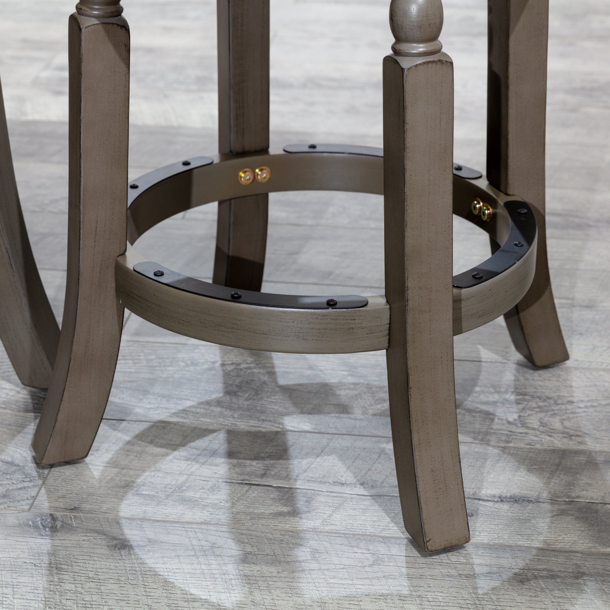 30 Bar Stool, Weathered Gray Finish, Charcoal Fabric Seat - Tuesday Morning - Table & Bar Stools