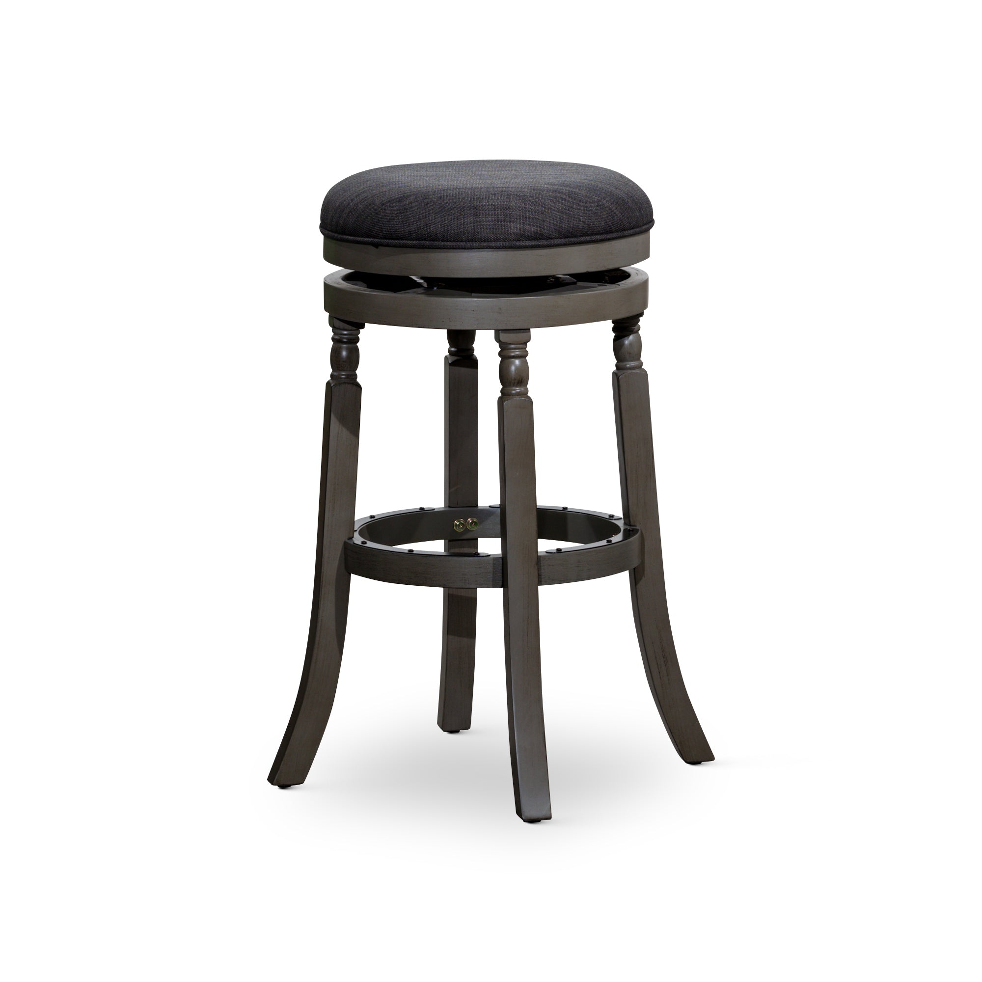 30 Bar Stool, Weathered Gray Finish, Charcoal Fabric Seat - Tuesday Morning - Table & Bar Stools