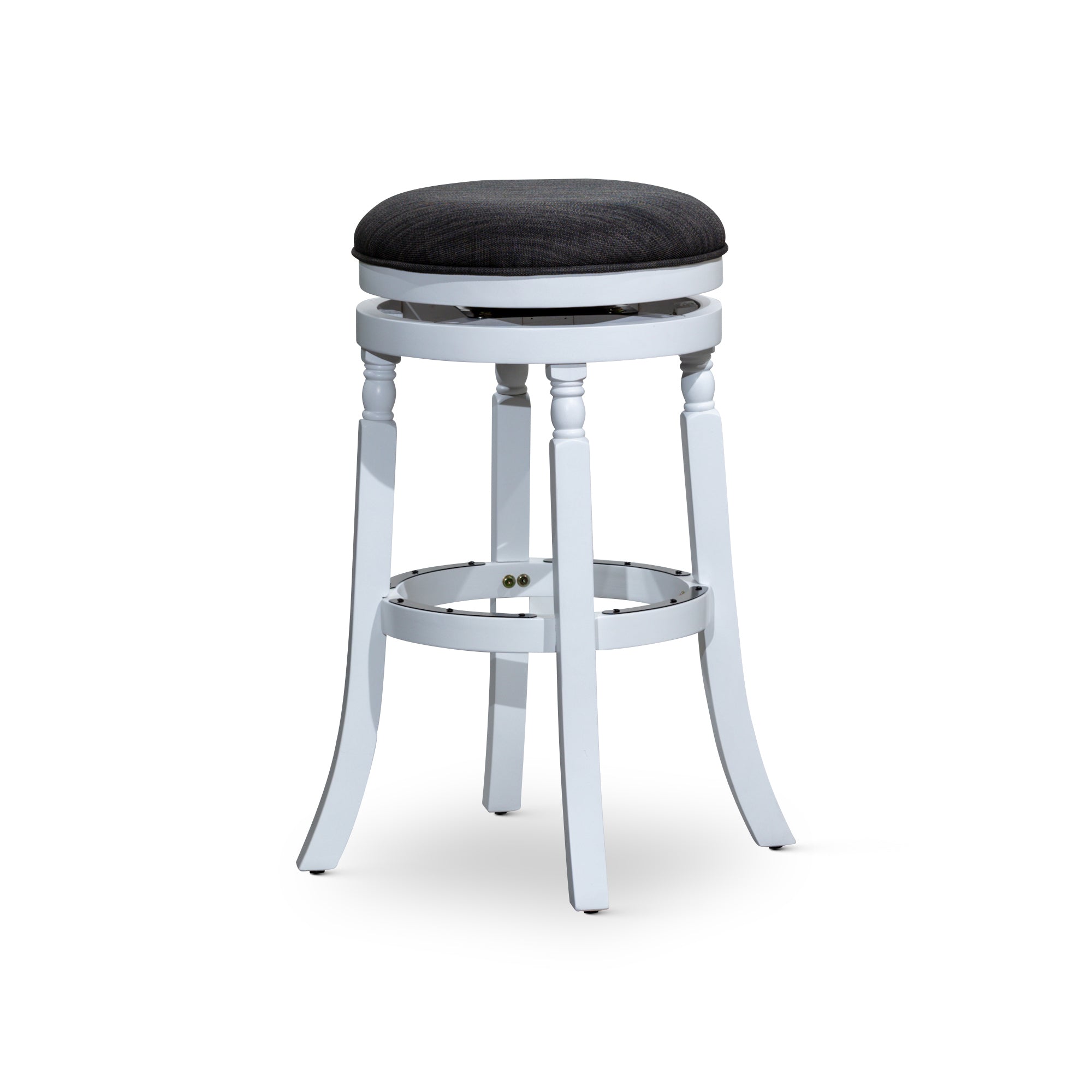 30 Bar Stool, White Finish, Charcoal Fabric Seat - Tuesday Morning - Table & Bar Stools