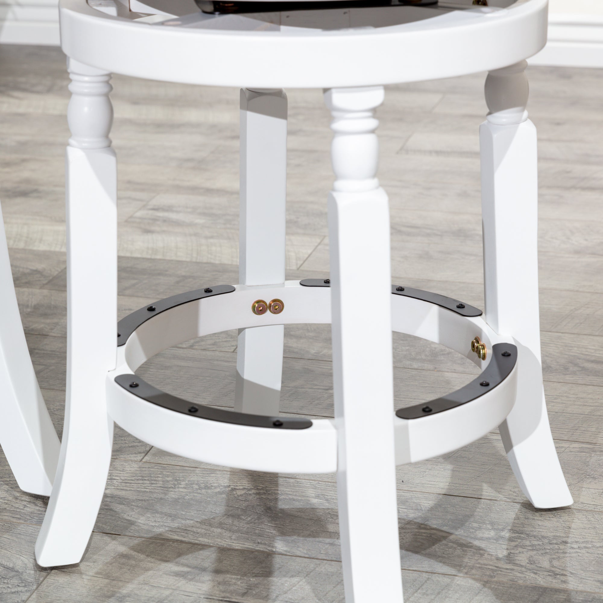 30 Bar Stool, White Finish, Charcoal Fabric Seat - Tuesday Morning - Table & Bar Stools