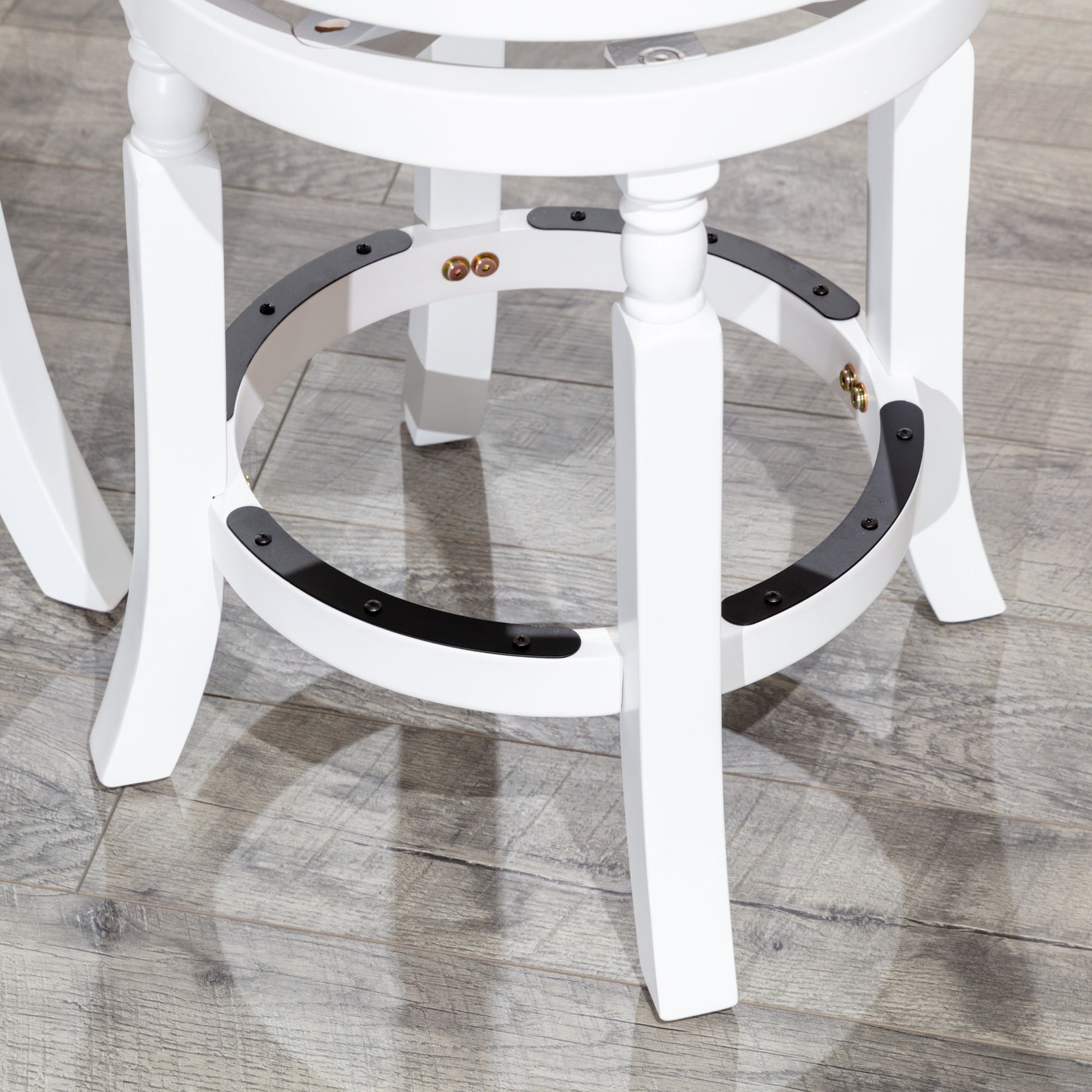 30 Bar Stool, White Finish, Charcoal Fabric Seat - Tuesday Morning - Table & Bar Stools