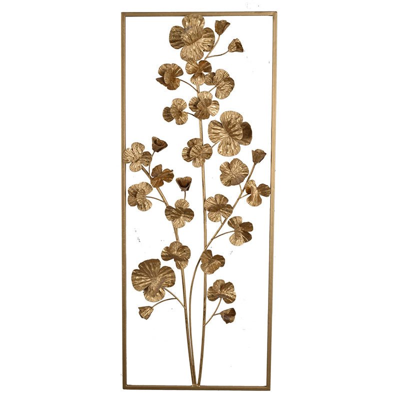 30 x 12 Metal Tree Wall Decor, Vertical Rectangular Flower Wall Accent, Gold - Tuesday Morning - Wall Art