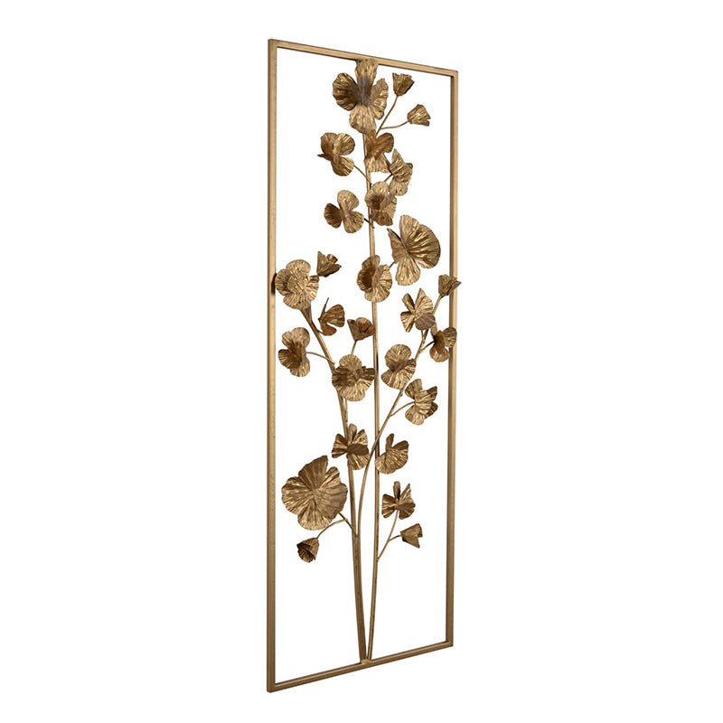 30 x 12 Metal Tree Wall Decor, Vertical Rectangular Flower Wall Accent, Gold - Tuesday Morning - Wall Art