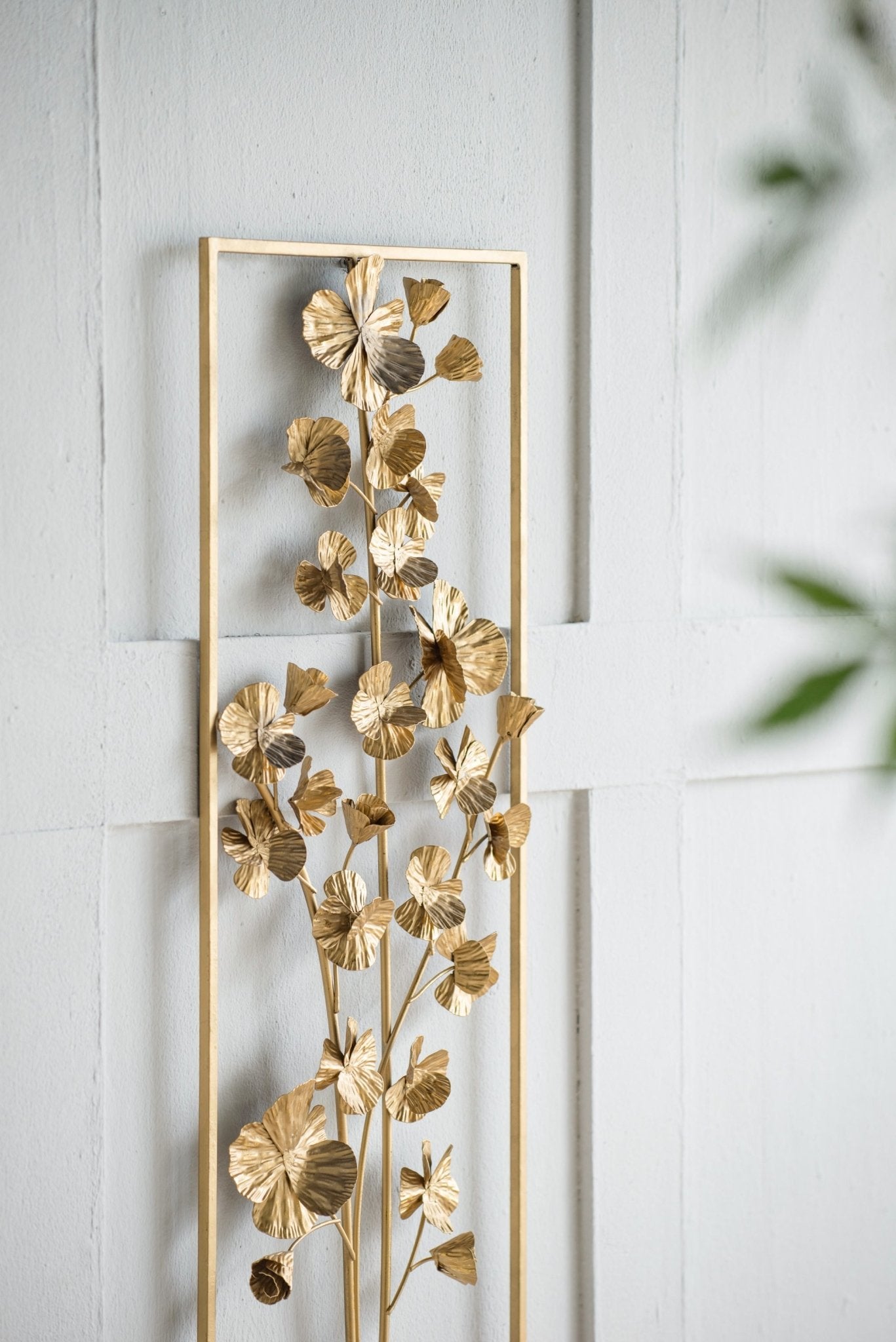 30 x 12 Metal Tree Wall Decor, Vertical Rectangular Flower Wall Accent, Gold - Tuesday Morning - Wall Art