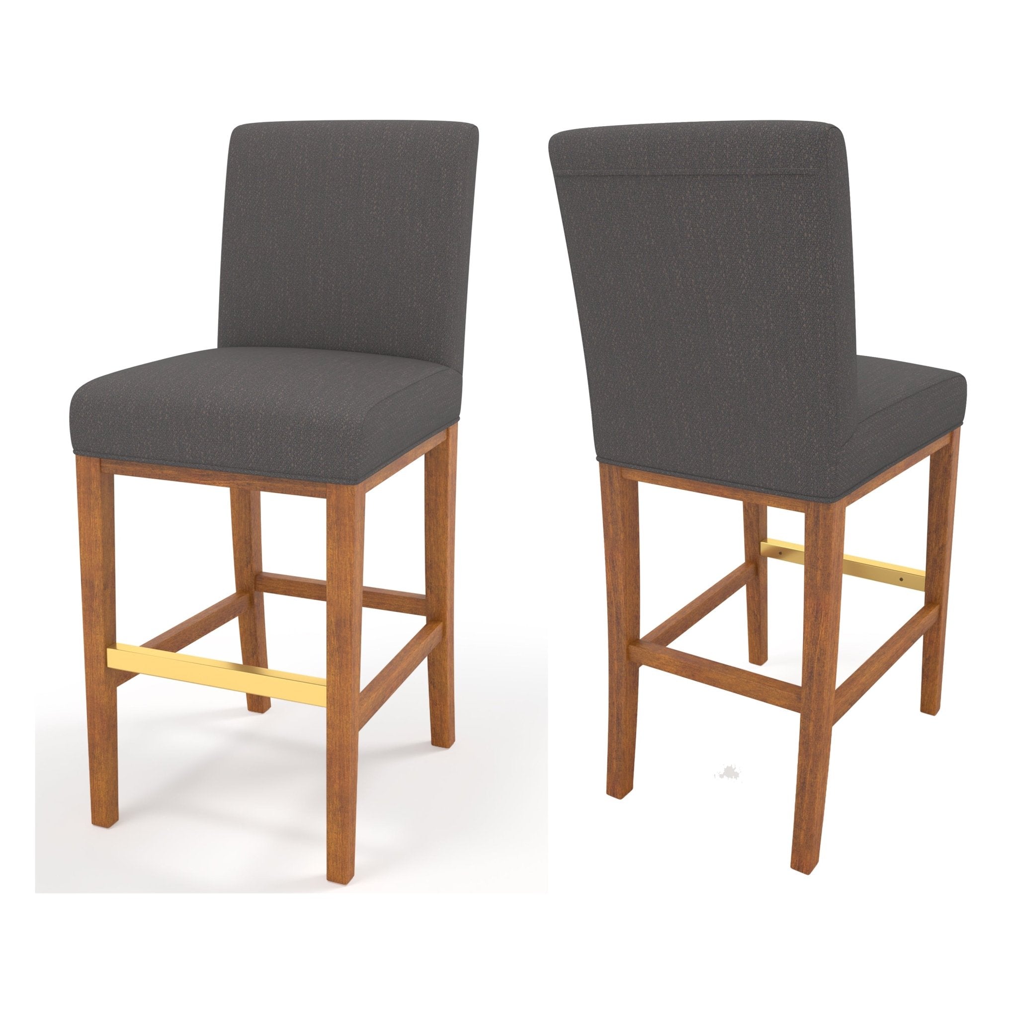 30.25'' Contemporary Fabric Bar Stool, Dark Grey (Set of 2) - Tuesday Morning - Table & Bar Stools