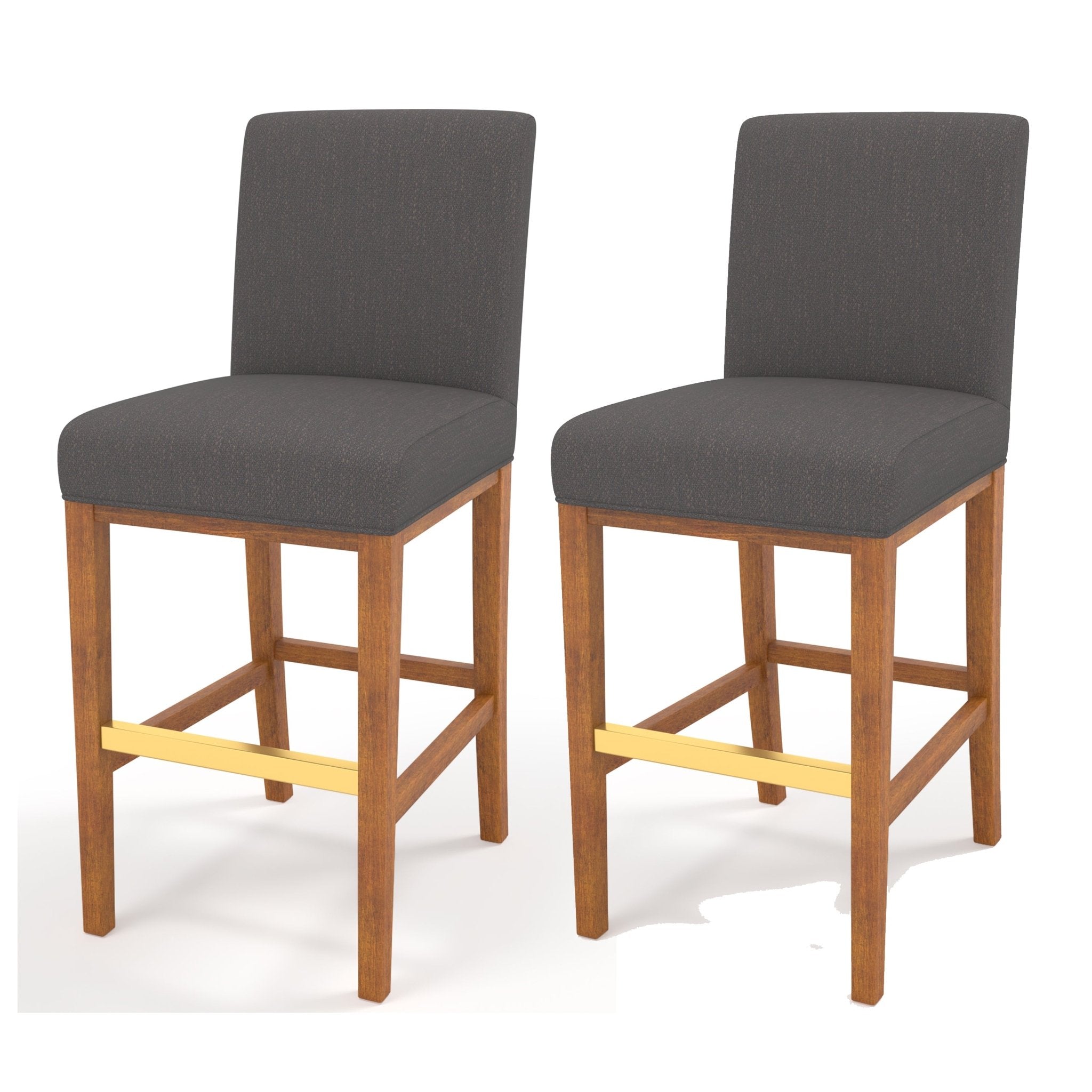 30.25'' Contemporary Fabric Bar Stool, Dark Grey (Set of 2) - Tuesday Morning - Table & Bar Stools