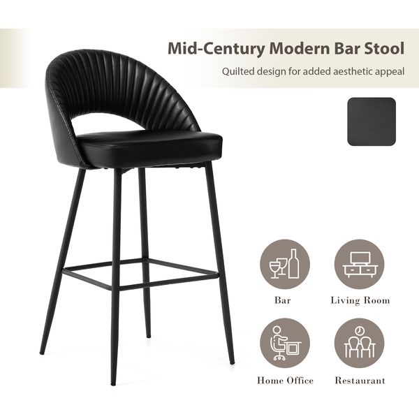 30.25''Bar Height Leatherette Bar Stools with Metal Tapered Legs - Tuesday Morning - Table & Bar Stools