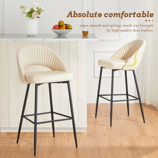 30.25''Bar Height Leatherette Bar Stools with Metal Tapered Legs - Tuesday Morning - Table & Bar Stools