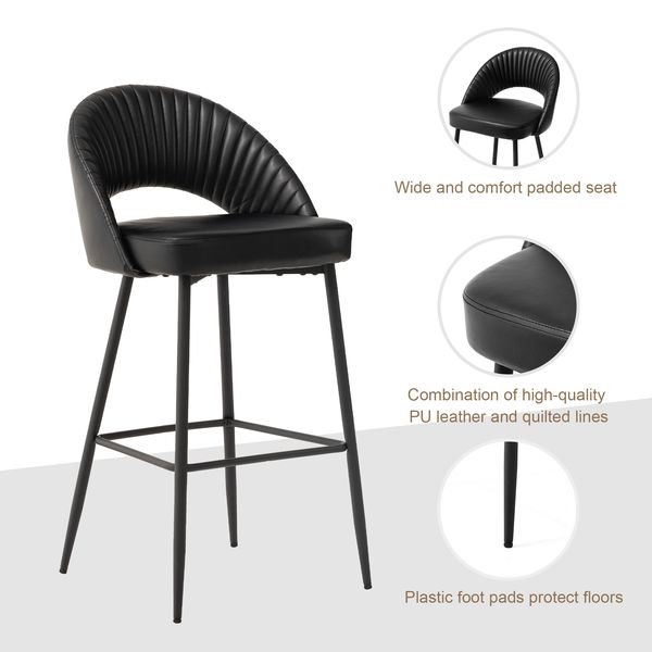 30.25''Bar Height Leatherette Bar Stools with Metal Tapered Legs - Tuesday Morning - Table & Bar Stools