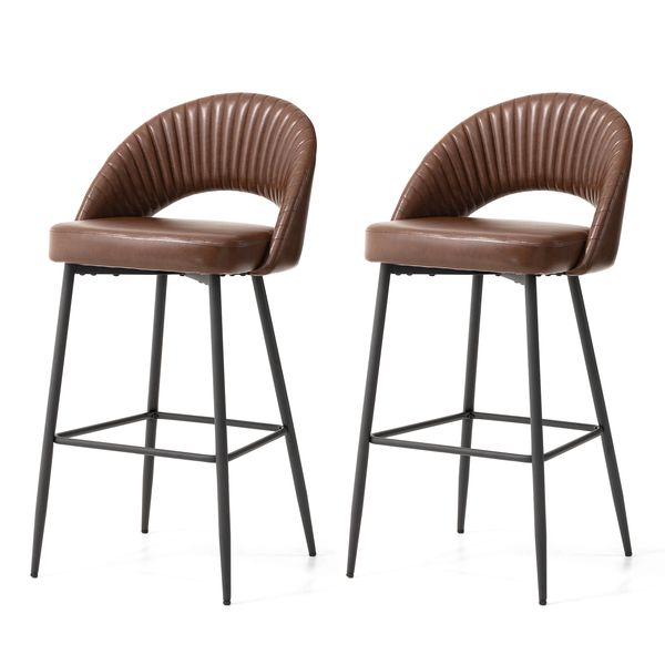 30.25''Bar Height Leatherette Bar Stools with Metal Tapered Legs - Tuesday Morning - Table & Bar Stools