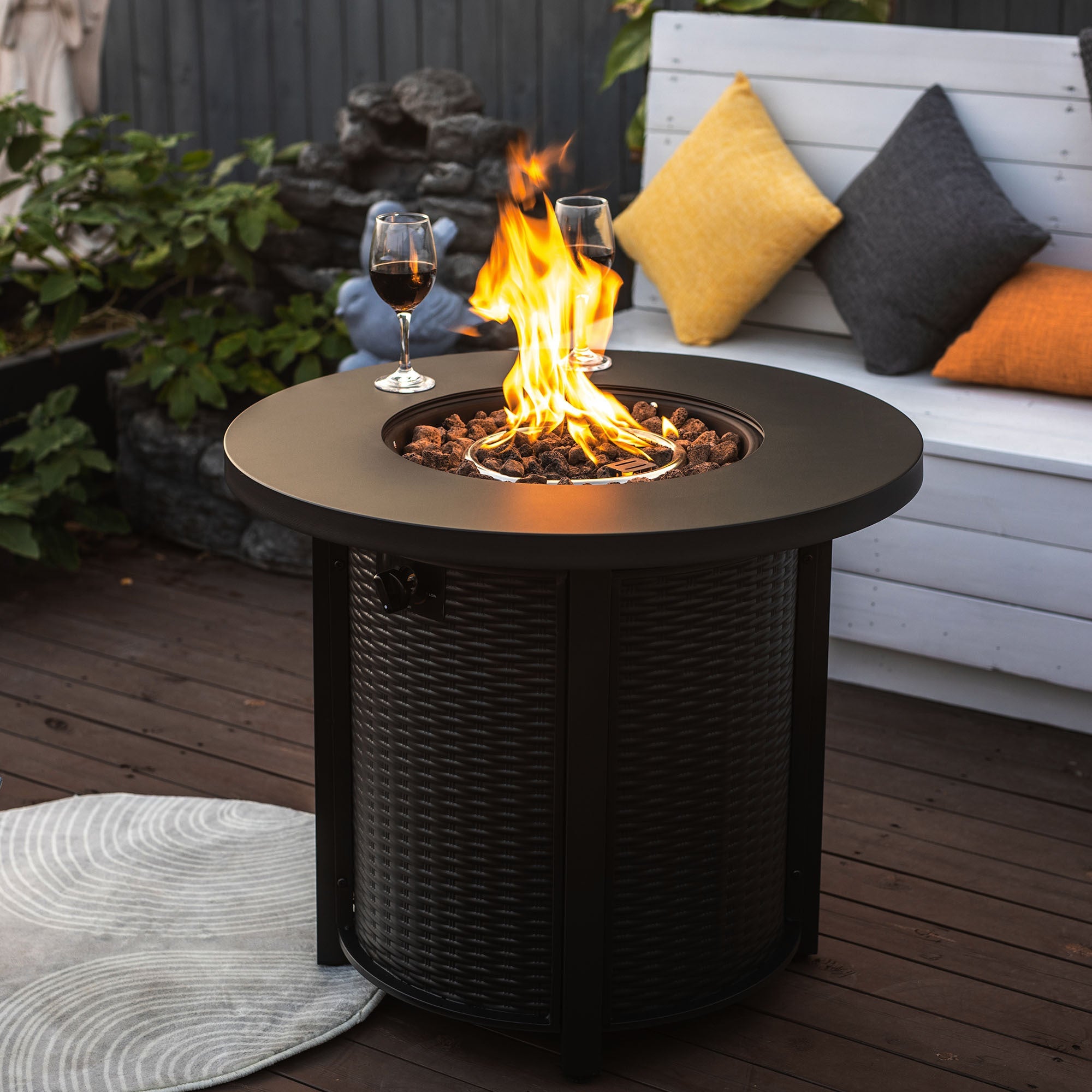 30inch Propane Round Fire Table 40000BTU Propane Fire Pit Table - Tuesday Morning - Fire Pits