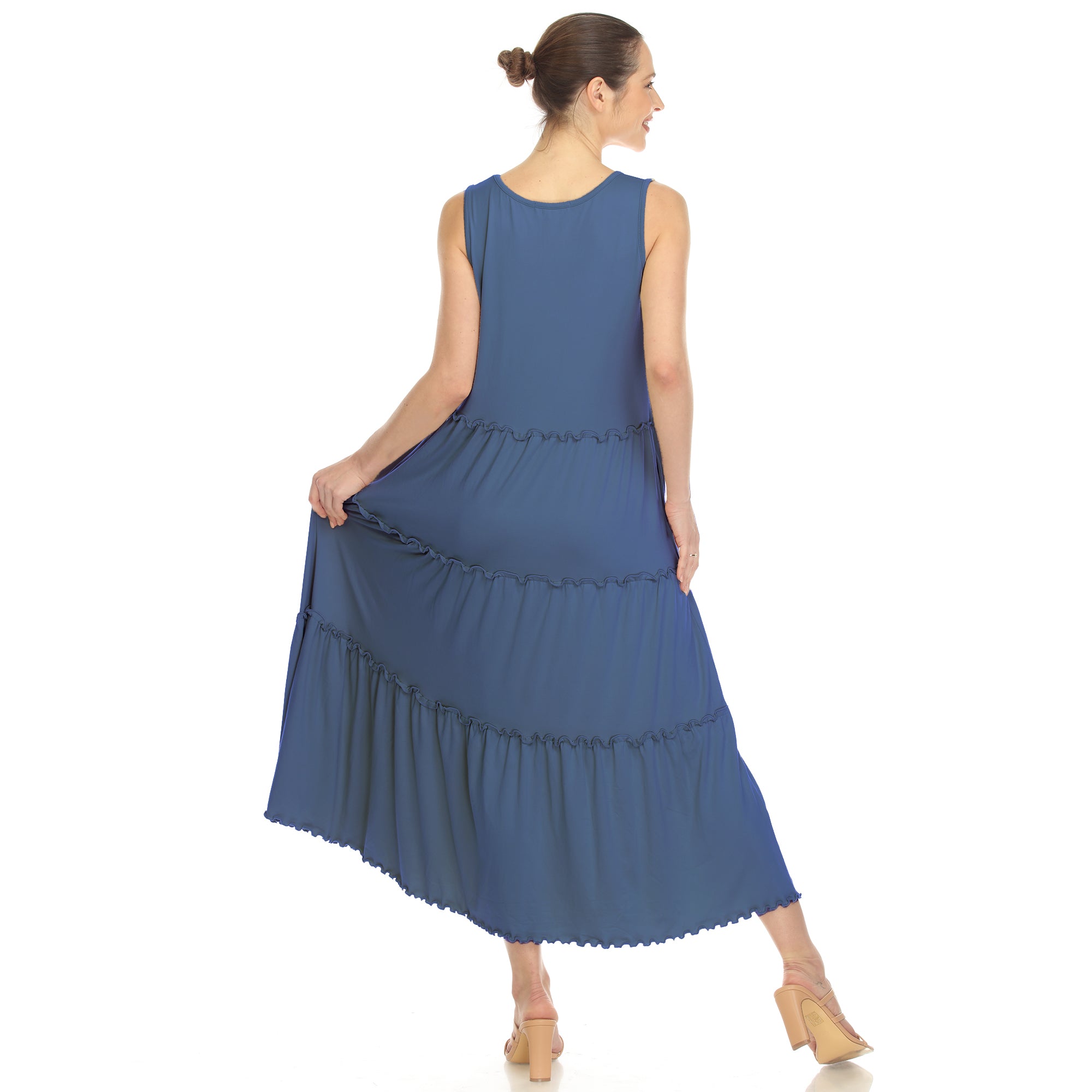 Women's Scoop Neck Tiered Midi Dress (9 Colors Available) - Tuesday Morning