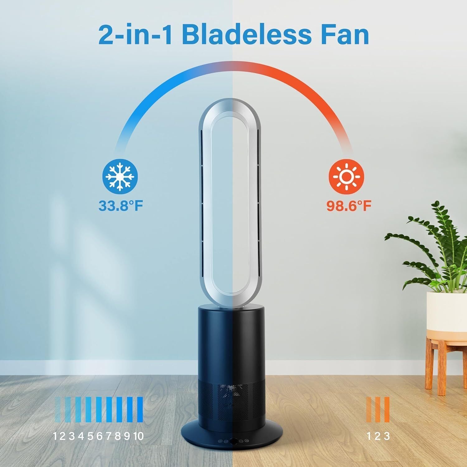 34 Inch Bladeless Tower Fan Heater and Fan Combo Oscillating Fan - Tuesday Morning - Fan & Air Conditioners