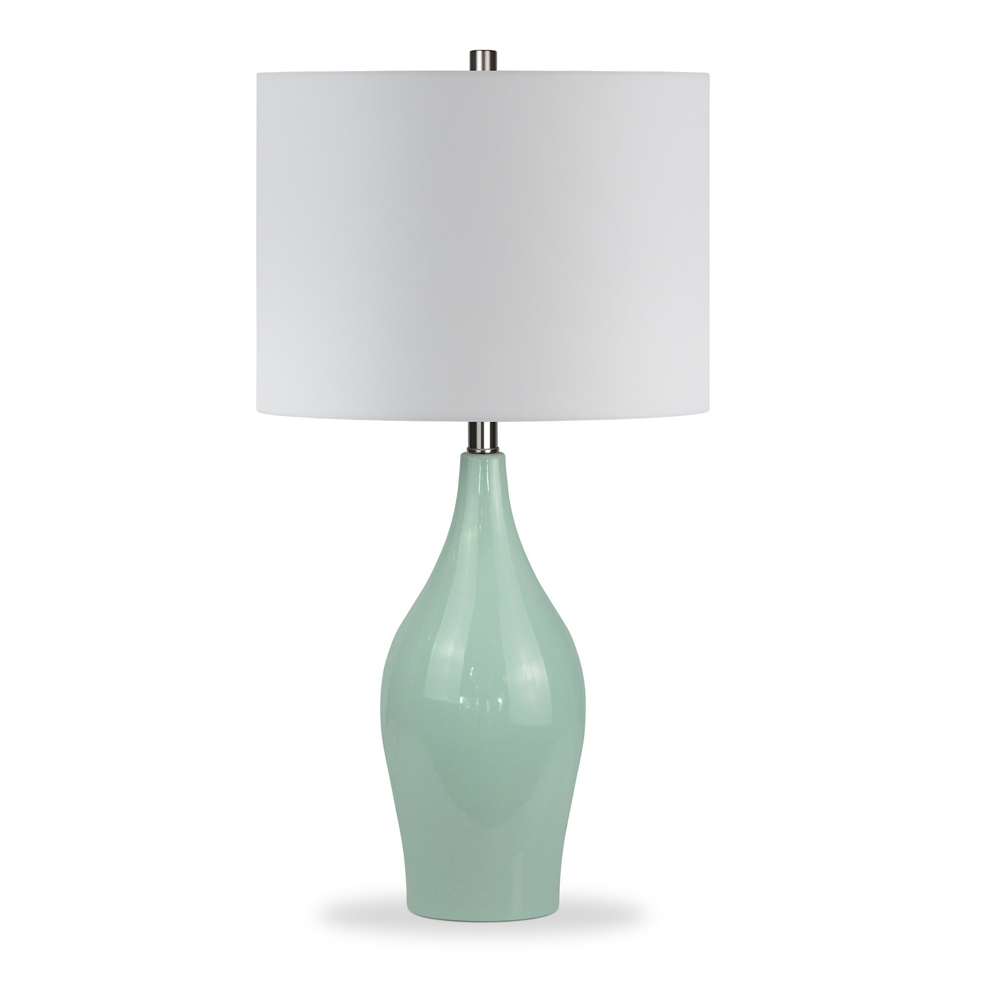 Porcelain Table Lamp With White Drum Shade