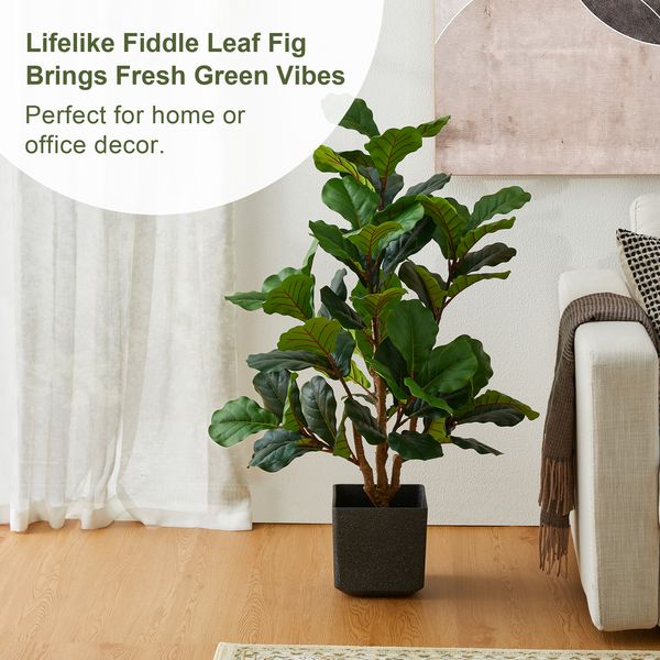 3.5ft. Faux Fiddle Leaf Fig Tree in Pot - Tuesday Morning - Faux Trees