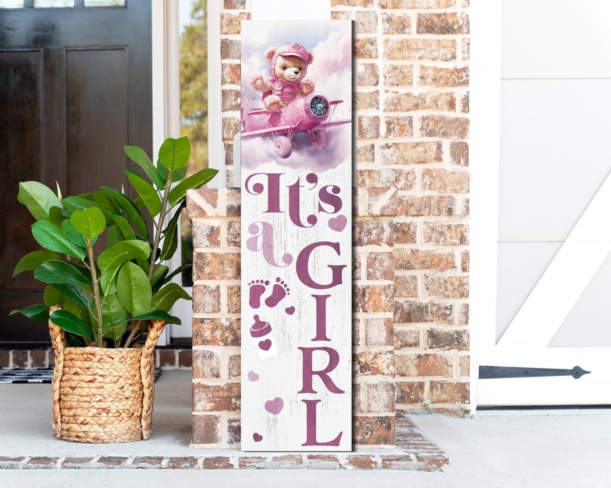 36 - Inch 'It's A Girl' Porch Signs, Birth Announcement, Welcome Home Newborn Decor, Porch Decor - Tuesday Morning - Front Porch Decor