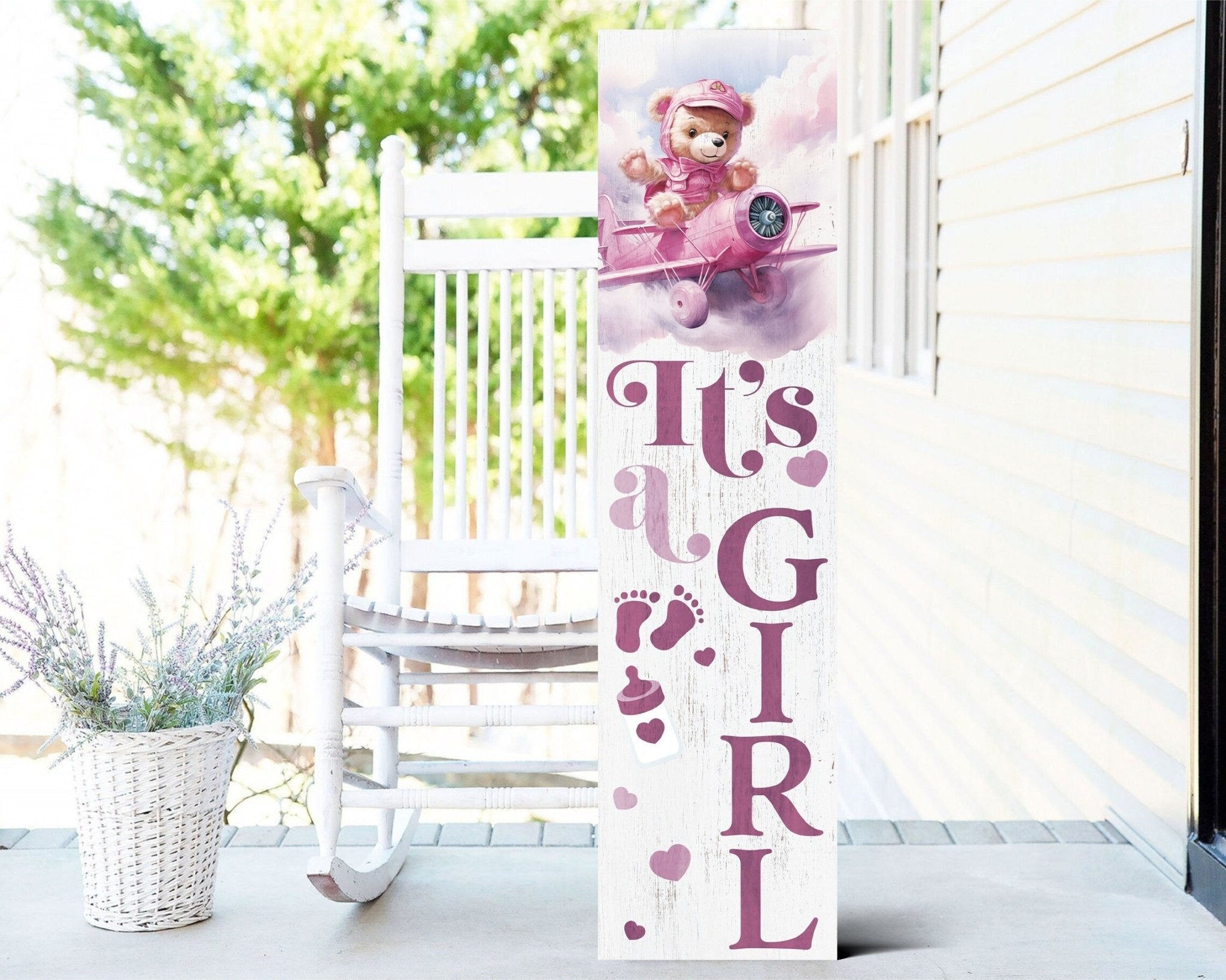 36 - Inch 'It's A Girl' Porch Signs, Birth Announcement, Welcome Home Newborn Decor, Porch Decor - Tuesday Morning - Front Porch Decor