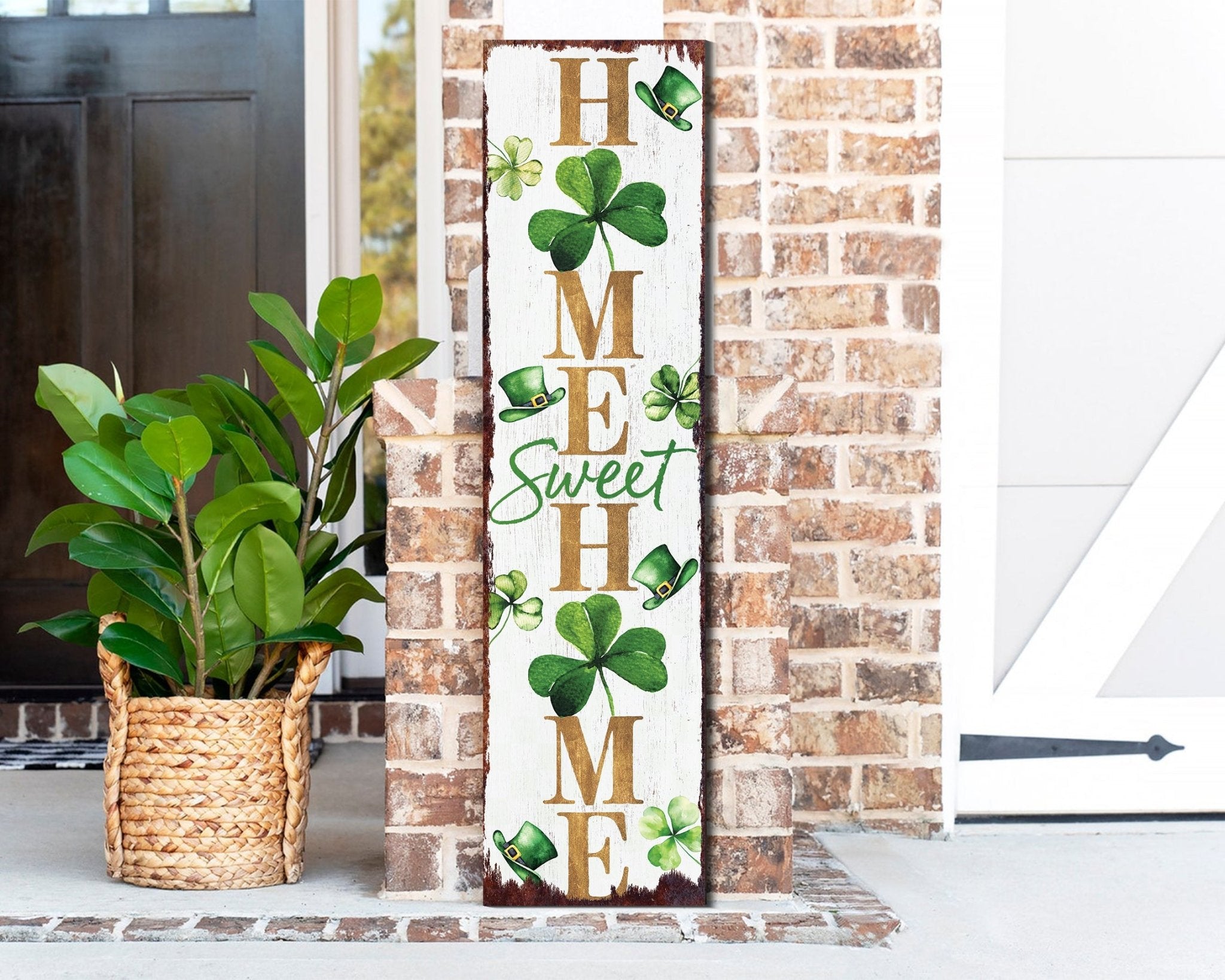 36 - Inch Rustic Modern Farmhouse Entryway St.Patrick's Day Home Sweet Home Sign for Front Porch, St.Patrick's Outdoor Decor for Front Door - Tuesday Morning - Front Porch Decor