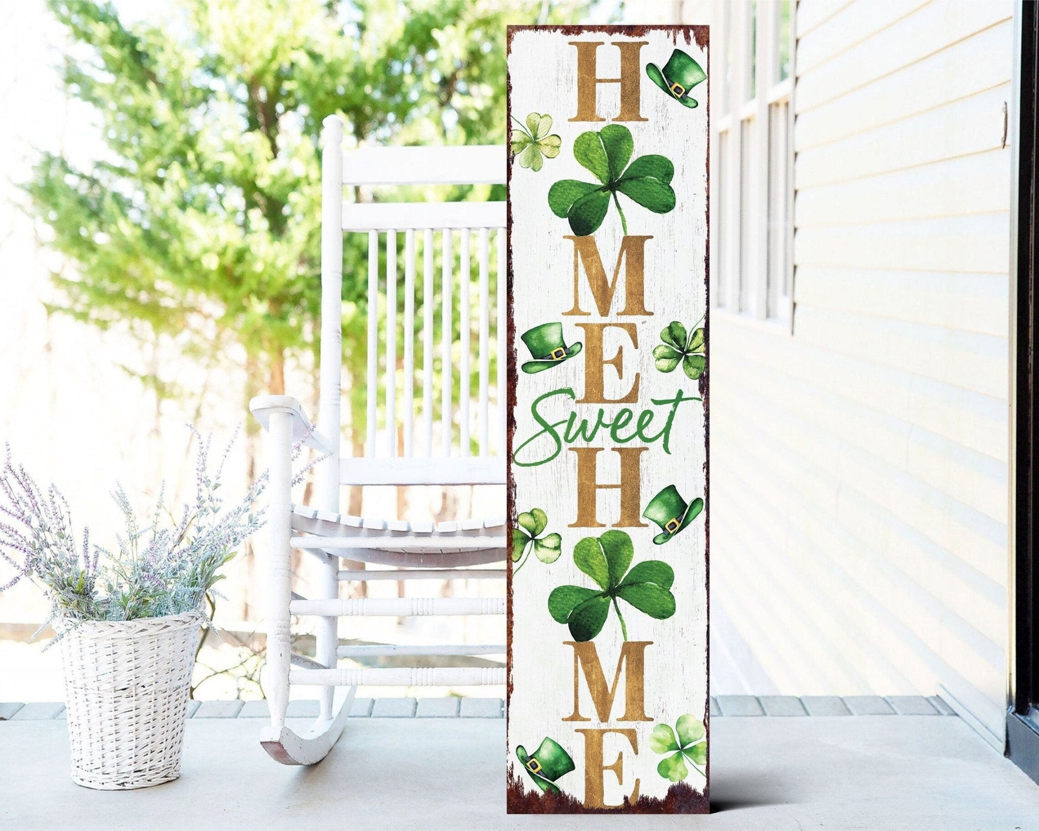 36 - Inch Rustic Modern Farmhouse Entryway St.Patrick's Day Home Sweet Home Sign for Front Porch, St.Patrick's Outdoor Decor for Front Door - Tuesday Morning - Front Porch Decor