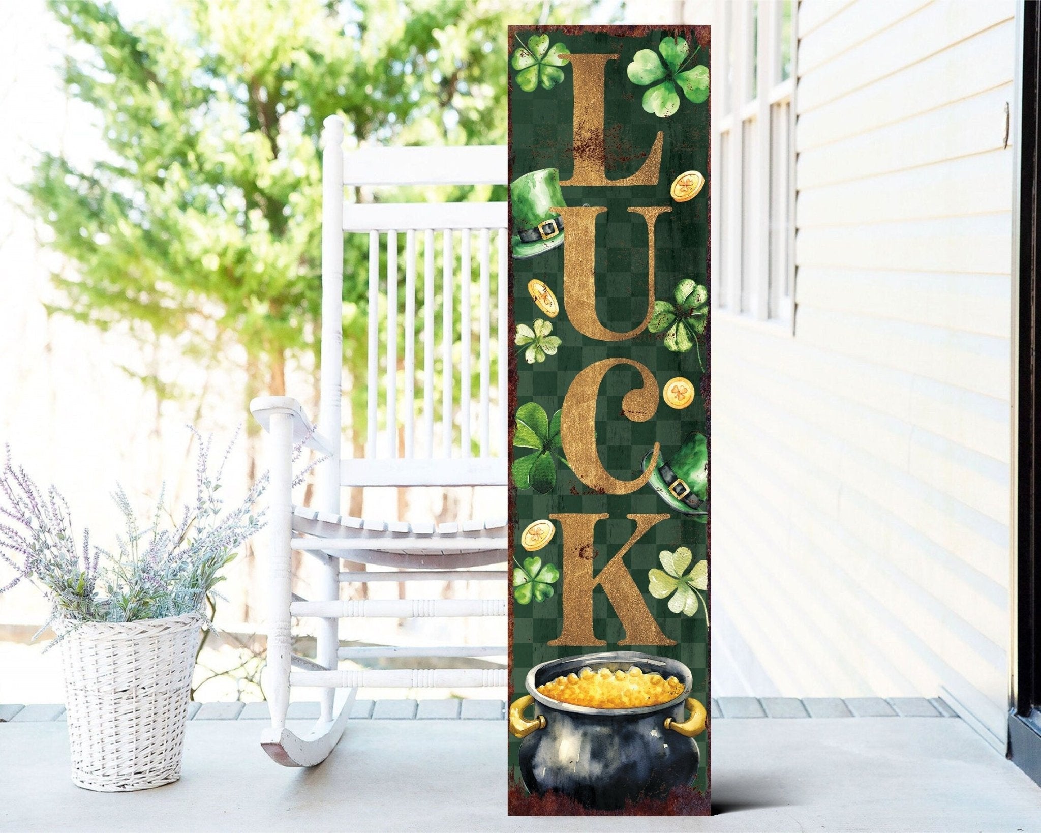 36 - Inch Rustic Modern Farmhouse Entryway St.Patrick's Day LUCK Sign for Front Porch, Vintage St.Patrick's Outdoor Decor for Front Door - Tuesday Morning - Front Porch Decor