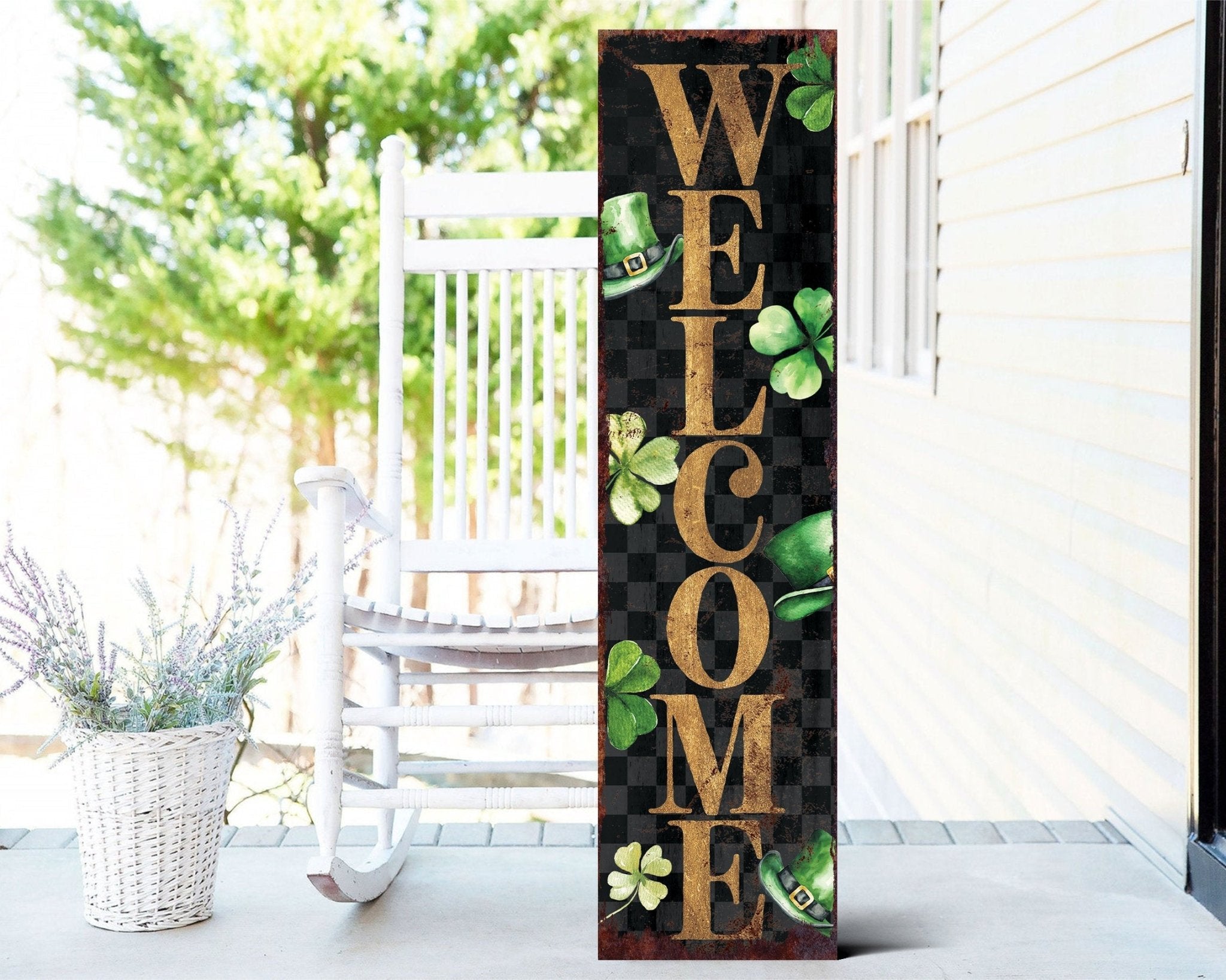 36 - Inch Rustic Modern Farmhouse Entryway St.Patrick's Day Welcome Sign for Front Porch, Vintage St.Patrick's Outdoor Decor for Front Door - Tuesday Morning - Front Porch Decor