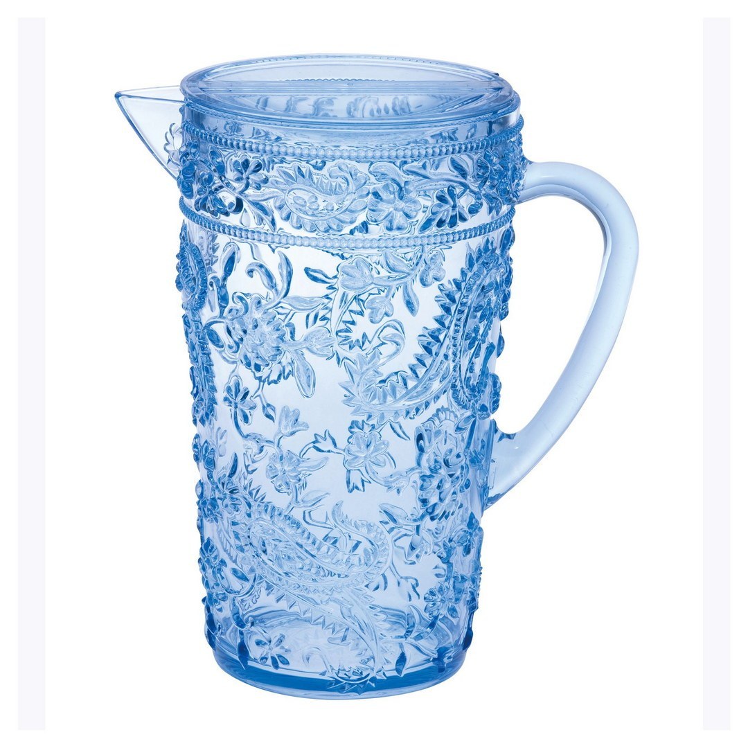 2.5-Quarts-Water-Pitcher-with-Lid,-Paisley-Unbreakable-Plastic-Pitcher,-Drink-Pitcher,-Juice-Pitcher-with-Spout-BPA-Free-