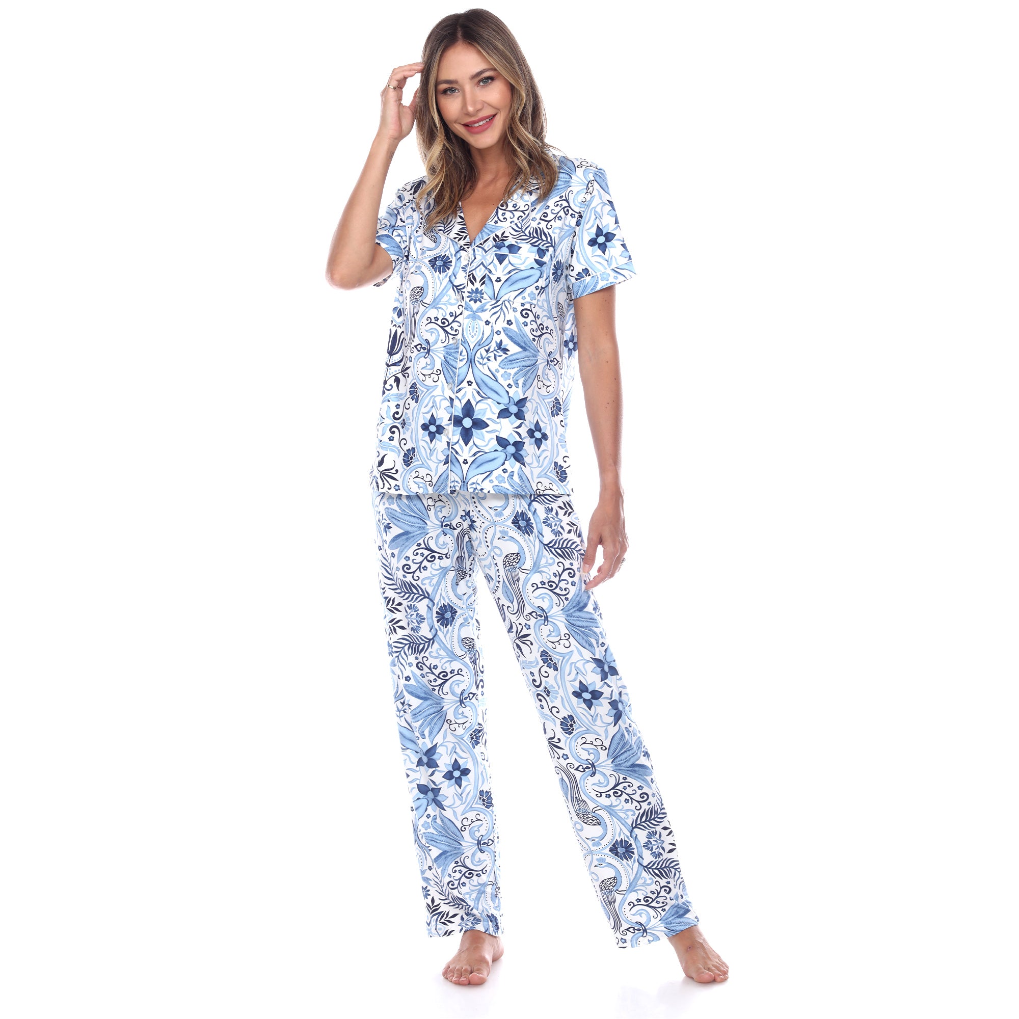 Women's Short Sleeve & Pants Tropical Pajama Set