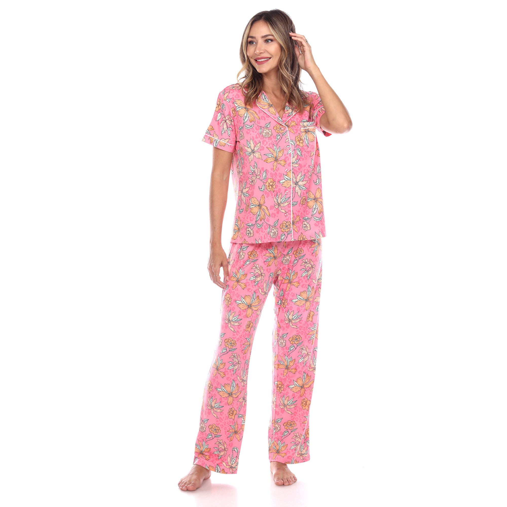 Women's Short Sleeve & Pants Tropical Pajama Set