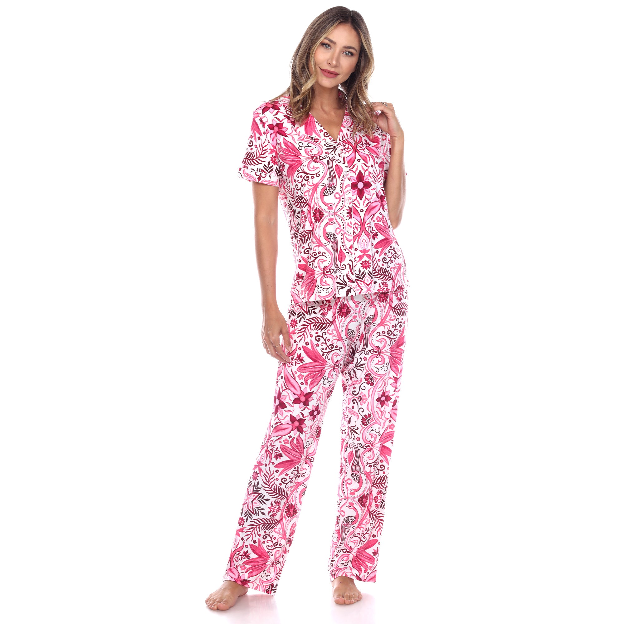 Women's Short Sleeve & Pants Tropical Pajama Set