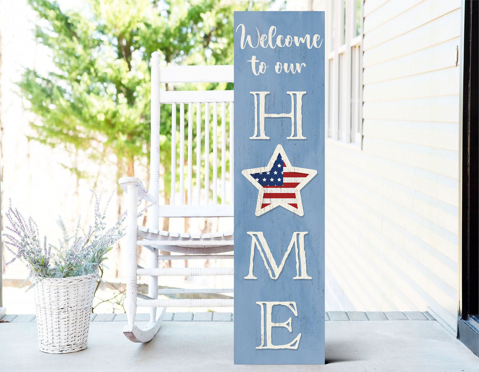 36in Americana Welcome to Our Home Wooden Porch Sign - Patriotic Home Decor Accent - Tuesday Morning - Front Porch Decor