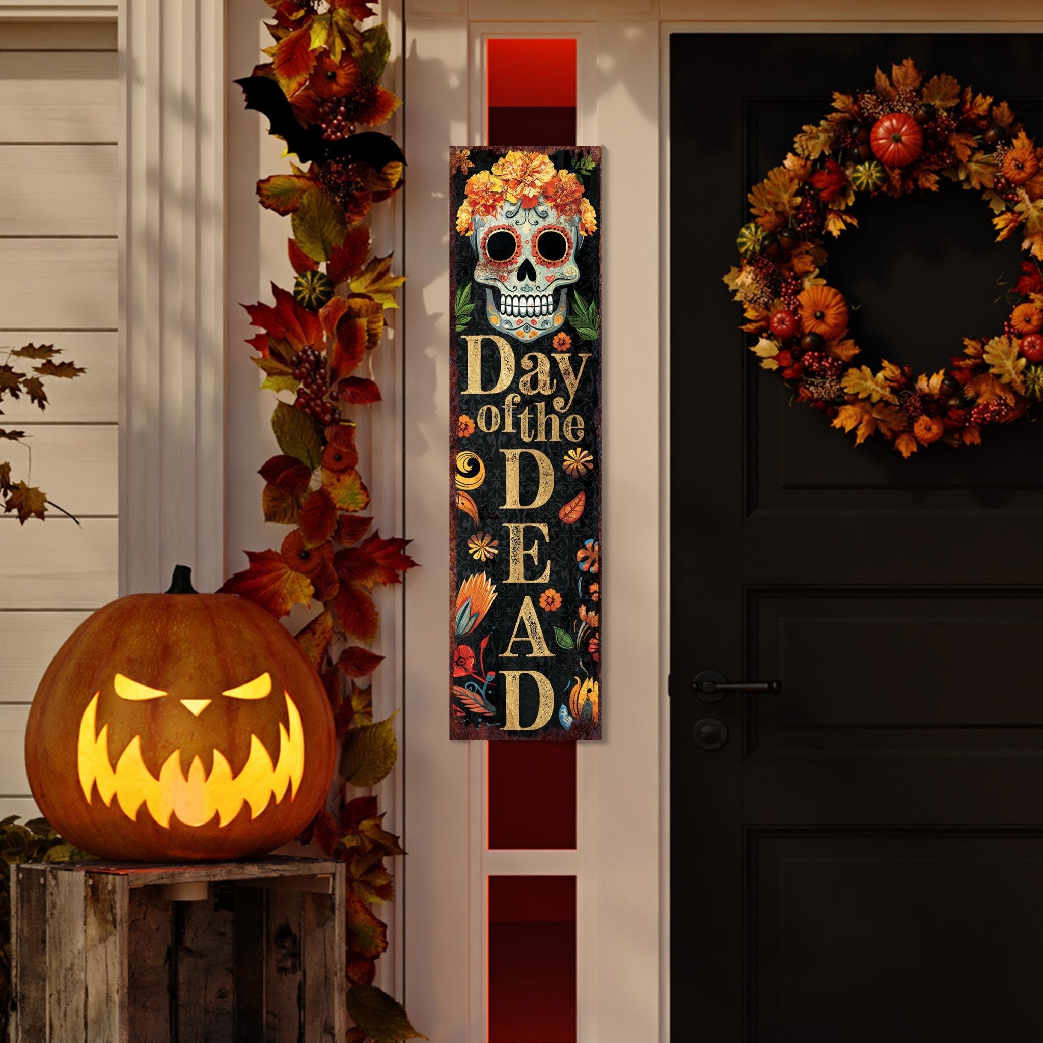 36in Day of the Dead Sugar Skull Porch Sign - Tuesday Morning - Wall Signs