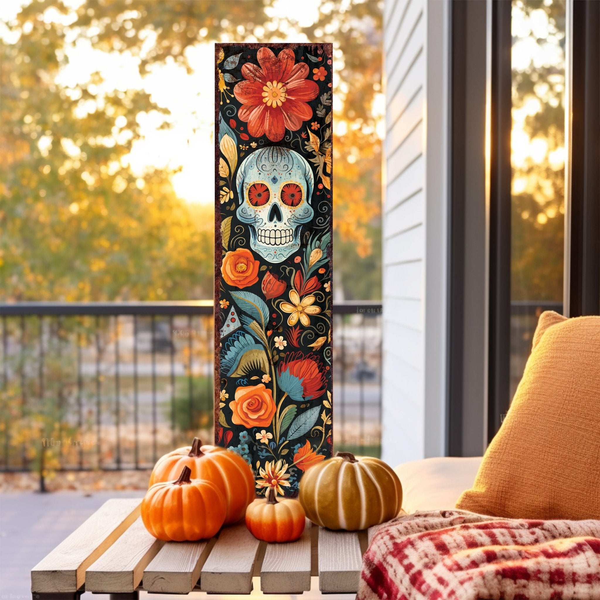 36in Dia De Los Muertos Sugar Skull Porch Sign - Tuesday Morning - Wall Signs