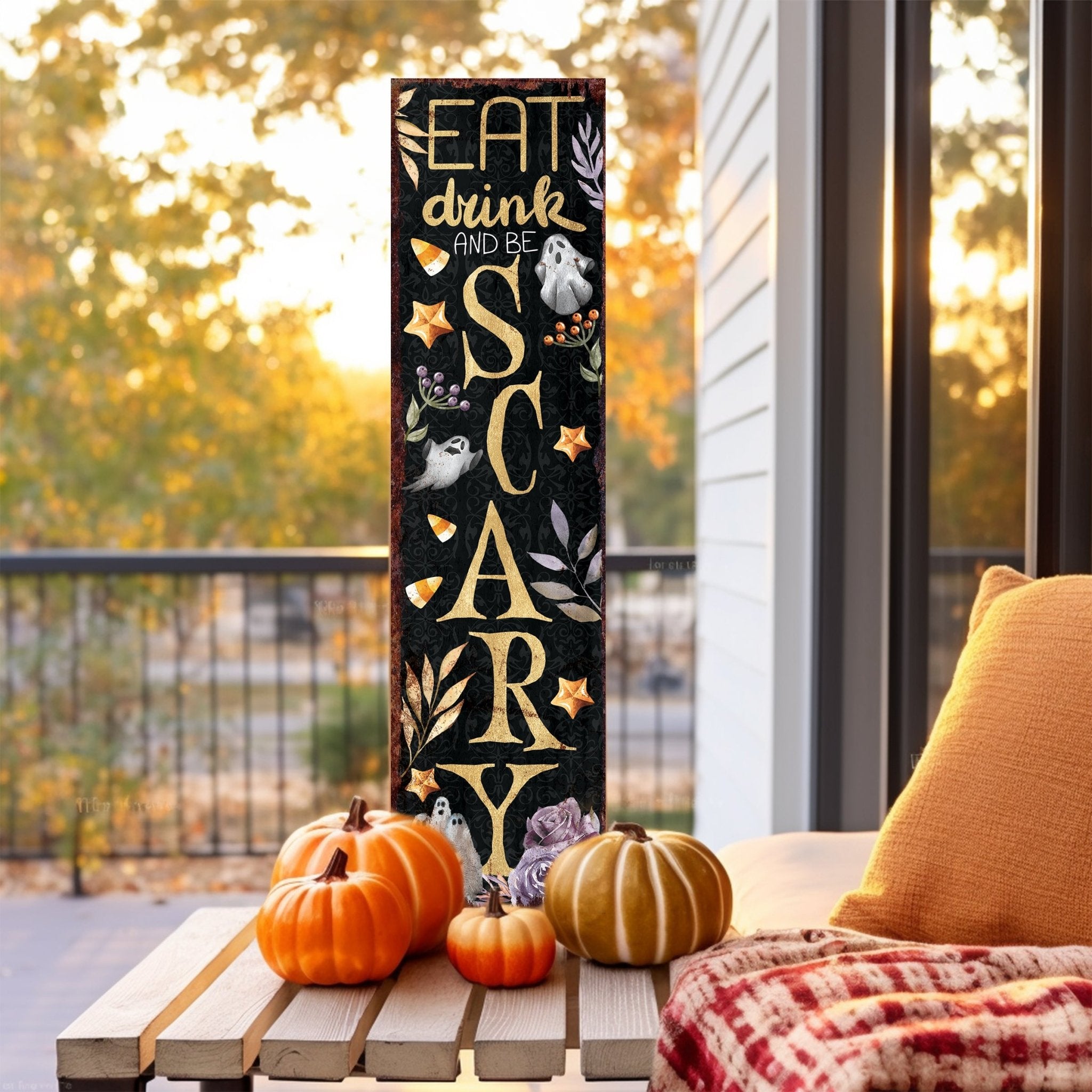 36in Eat, Drink, and Be Scary Halloween Porch Sign - Tuesday Morning - Wall Signs