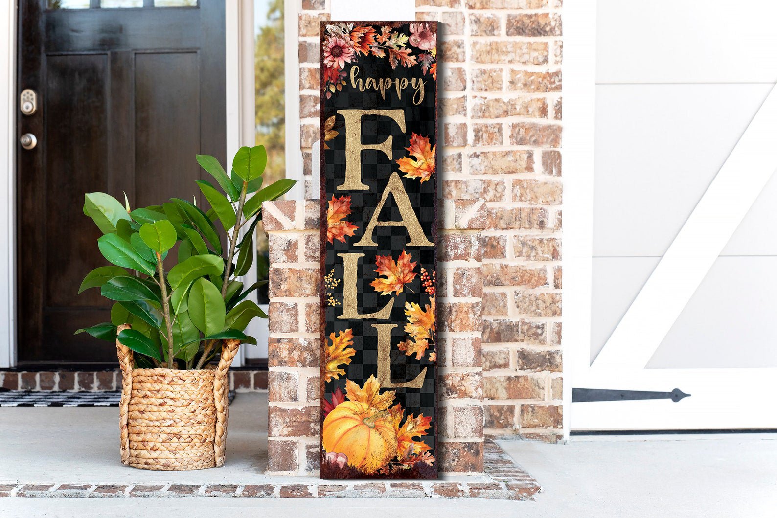 36in Happy Fall Porch Decor - Front Porch Fall Welcome Sign with Vintage Autumn Decoration, Rustic Modern Farmhouse Entryway Porch Decor - Tuesday Morning - Front Porch Decor