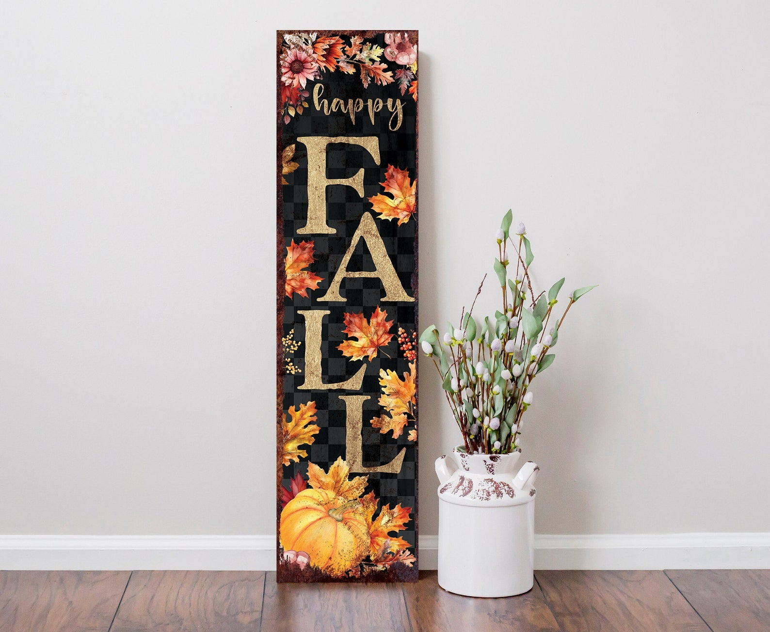 36in Happy Fall Porch Decor - Front Porch Fall Welcome Sign with Vintage Autumn Decoration, Rustic Modern Farmhouse Entryway Porch Decor - Tuesday Morning - Front Porch Decor