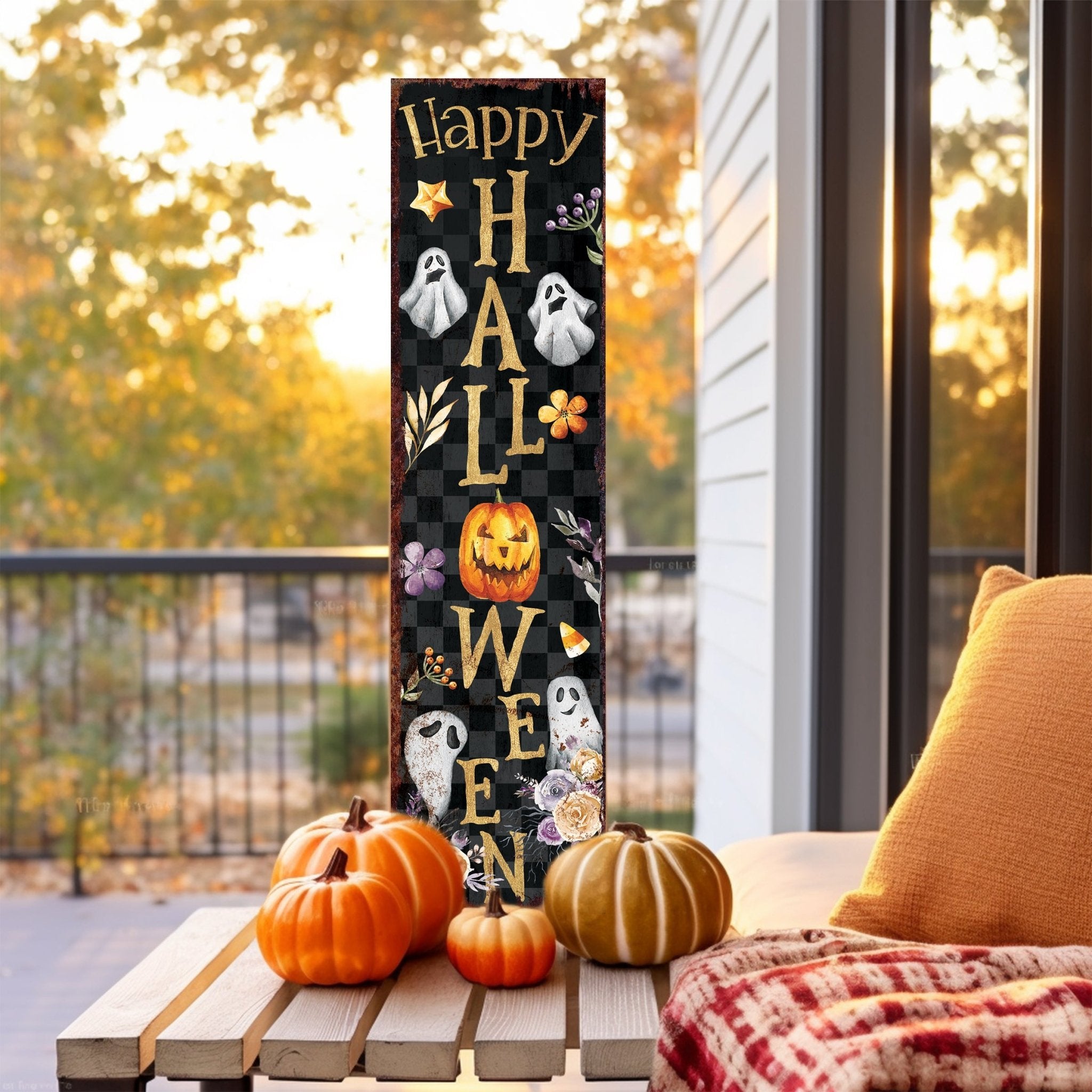 36in Happy Halloween Porch Sign - Front Porch Halloween Welcome Sign - Tuesday Morning - Wall Signs