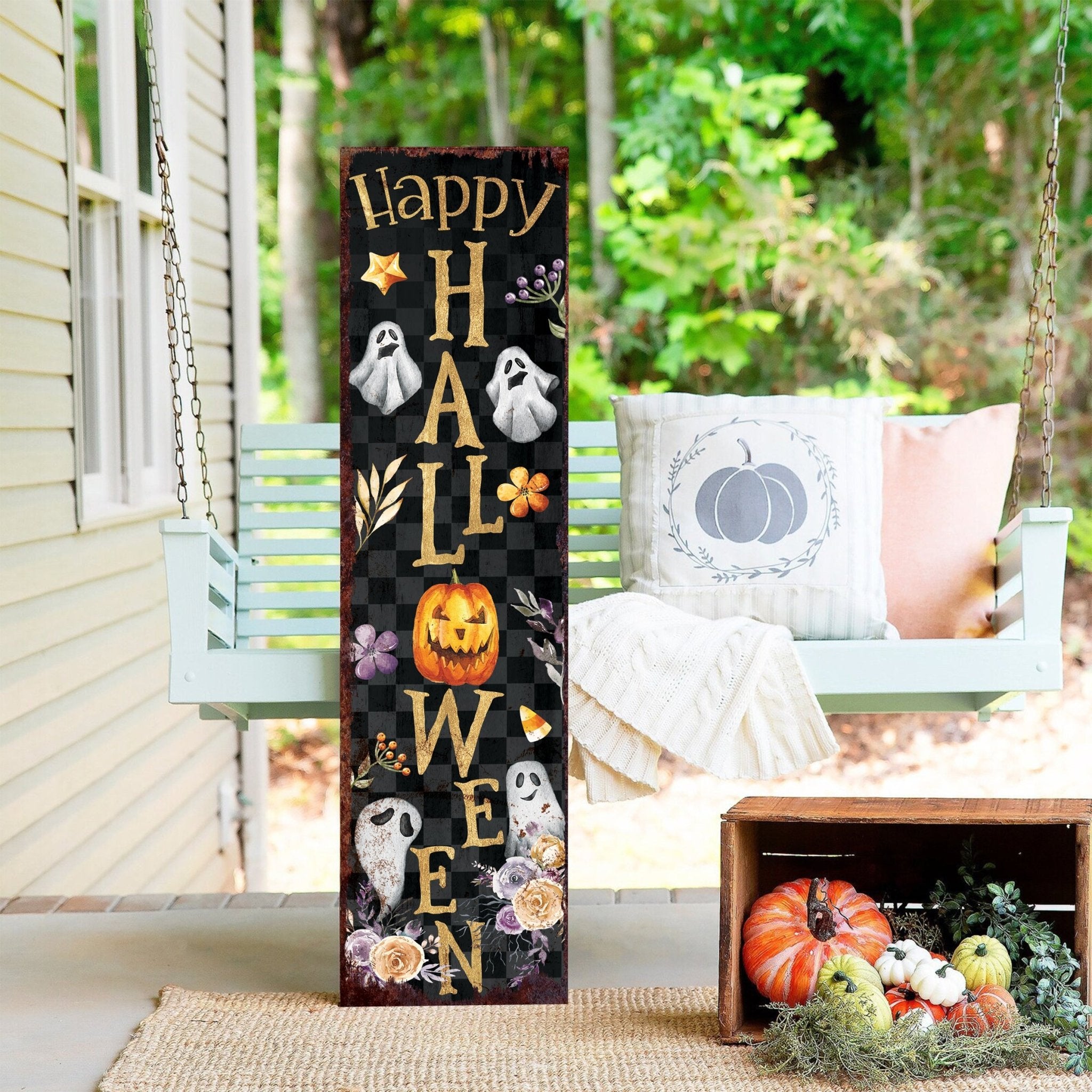 36in Happy Halloween Porch Sign - Front Porch Halloween Welcome Sign - Tuesday Morning - Wall Signs